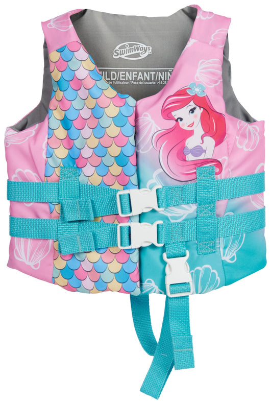 Chaleco Salvavidas Infantil SwimWays Disney Princess Ariel Aprobado Guardia Costera de EE. UU.