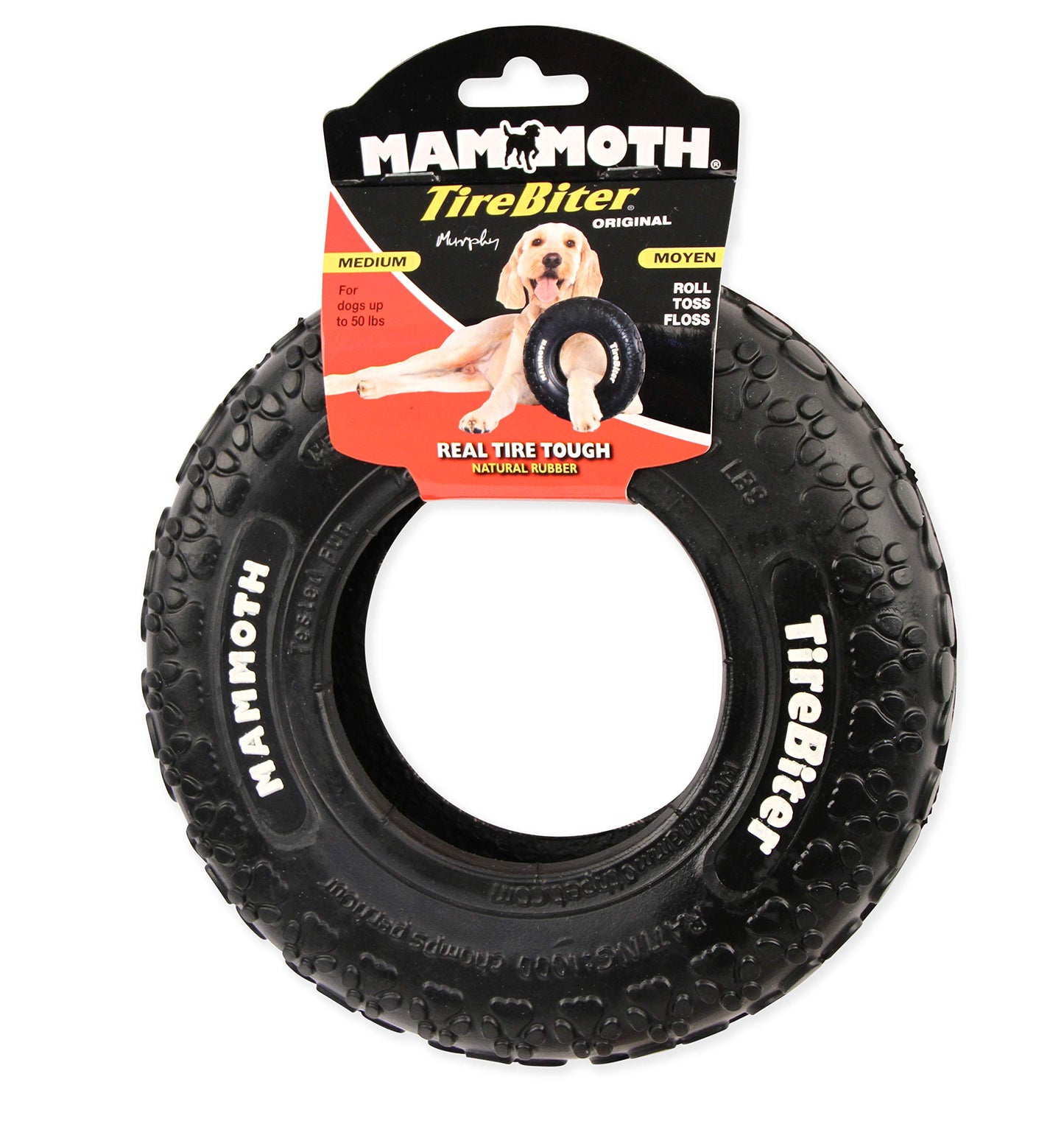 Mammoth Pet Products TireBiter Originals - Juguetes de Goma Natural para Perros, Mediano, 8 Pulgadas