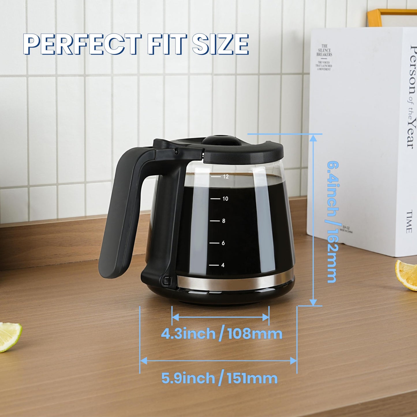 Jarra de café de repuesto de 12 tazas, compatible con Mr. Coffee Maker Reemplaza la pieza # RF, LM, PC, SC y BVMC-RF300 Series-2