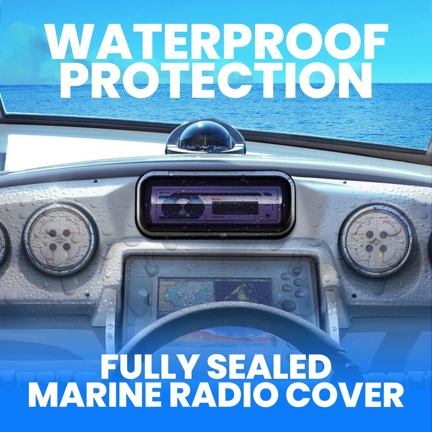 BOSS Audio MCK508WB.64S Receiver / Speaker Package, Bluetooth, CD/MP3/USB/SD AM/FM Marine Stereo, Wireless Remote, Four 6.5 Inch Speakers, Antenna, Auxiliary Cable