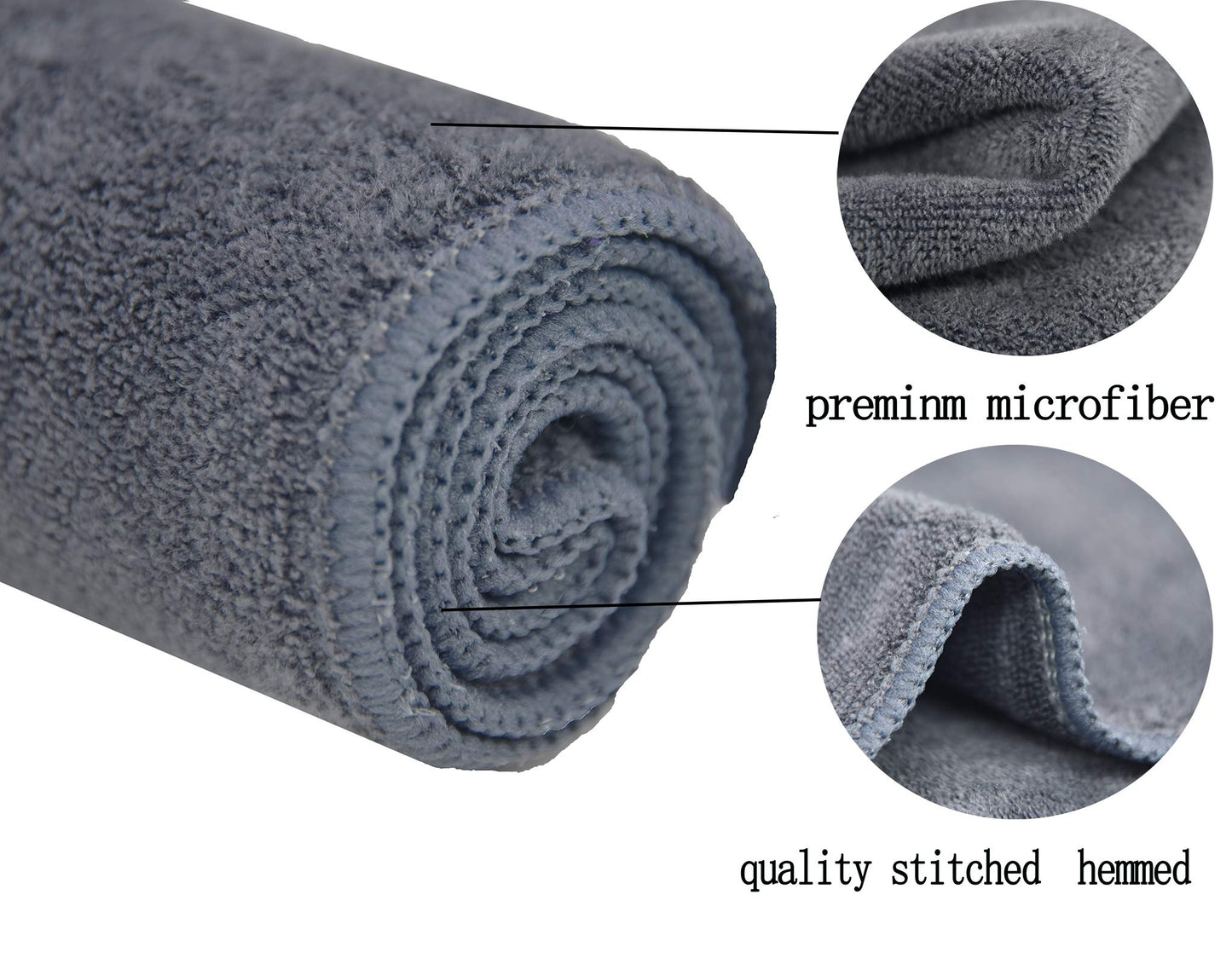 VIcolour Microfiber Face Cloth Makeup Remover Cloth Face cleaning Cloths Soft Facial Washcloths 12 x 12inch 12 Pack, Grey 12pack, 12 Inch x 12 Inch