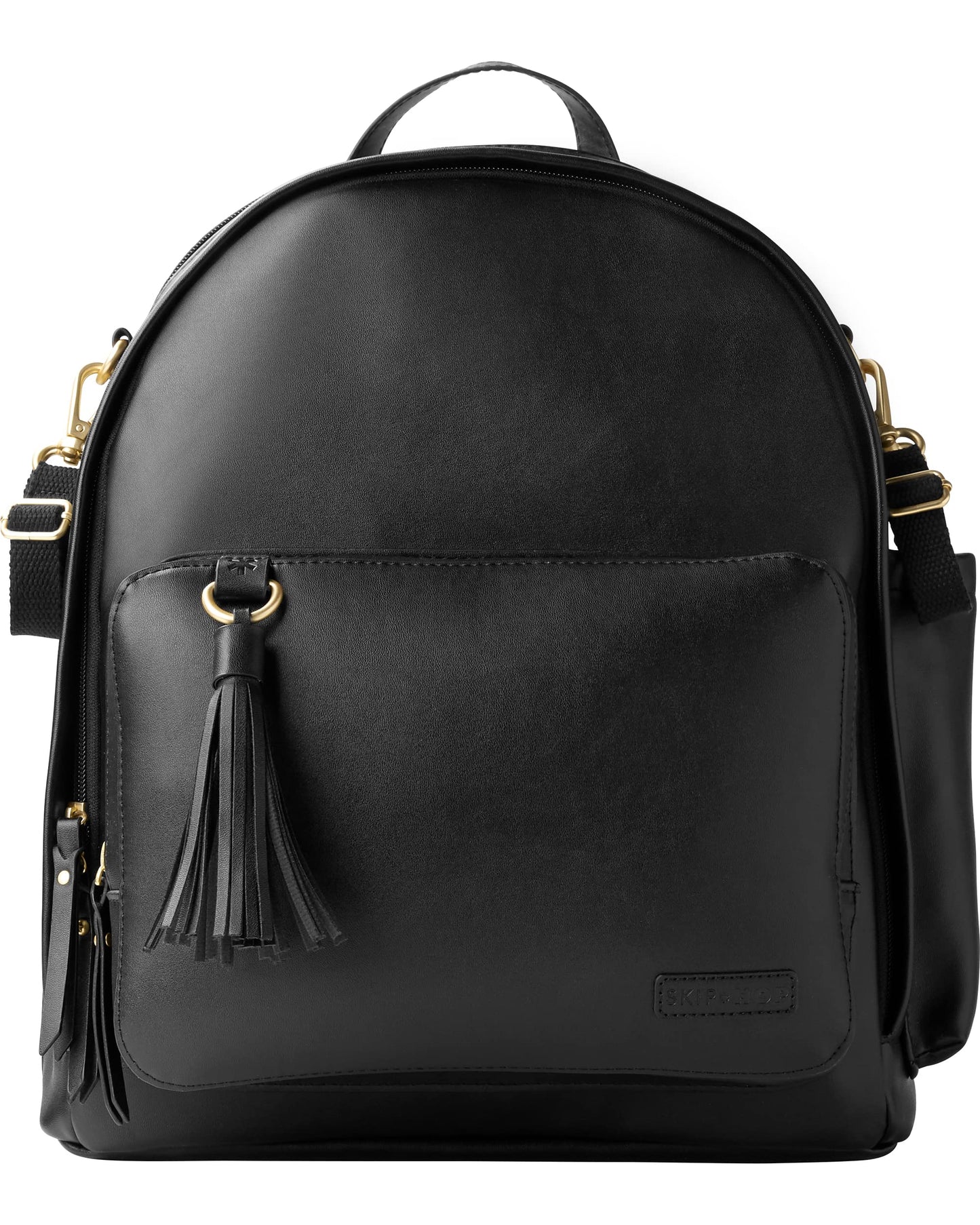 Skip Hop Mochila De Pañales: Bolso De Viaje Para Bebé Multifunción Convertible Greenwich Con Cambiador Y Correas Para Cochecito, Cuero Vegano, Negro