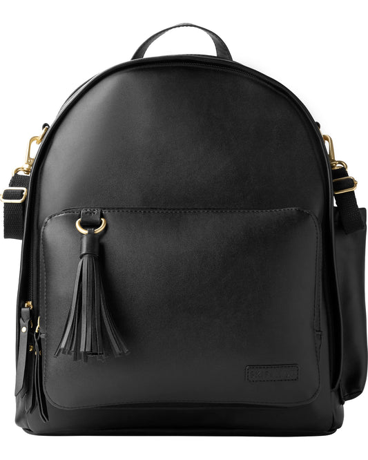 Mochila de Pañales Skip Hop Negro con Cambiador y Correas para Cochecito Cuero Vegano