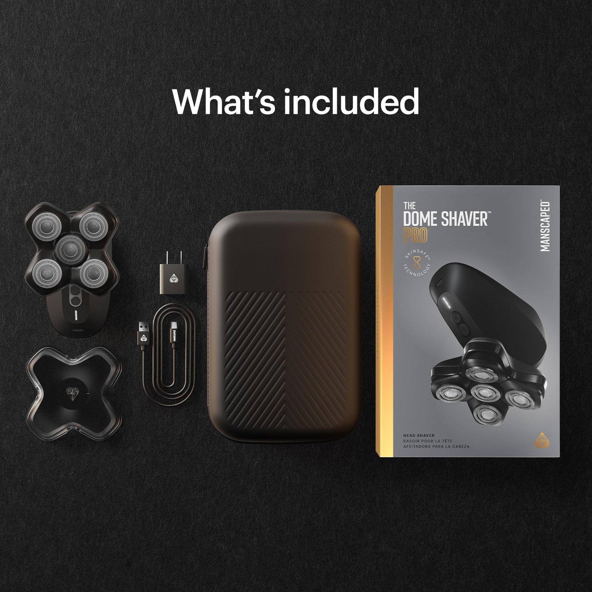 MANSCAPED® The Dome Shaver™ PRO: afeitadora para hombres, diseño rotatorio de 5 cuchillas con tecnología SkinSafe® y FlexAdjust, resistente al agua, USB-C e inalámbrica, bloqueo para viajes