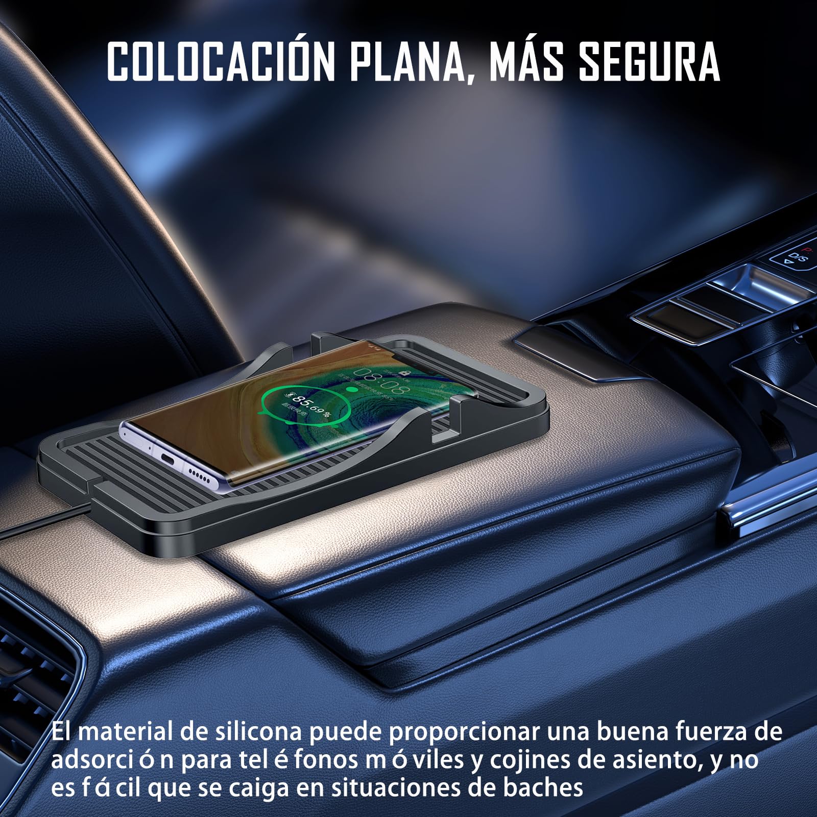 IOPDXZW Base de Carga inalámbrica para Auto,15 W Cargador inalambrico automovil tapete, Almohadilla de Carga inalámbrica para Auto para teléfonos móviles y Auriculares con Carga inalámbrica