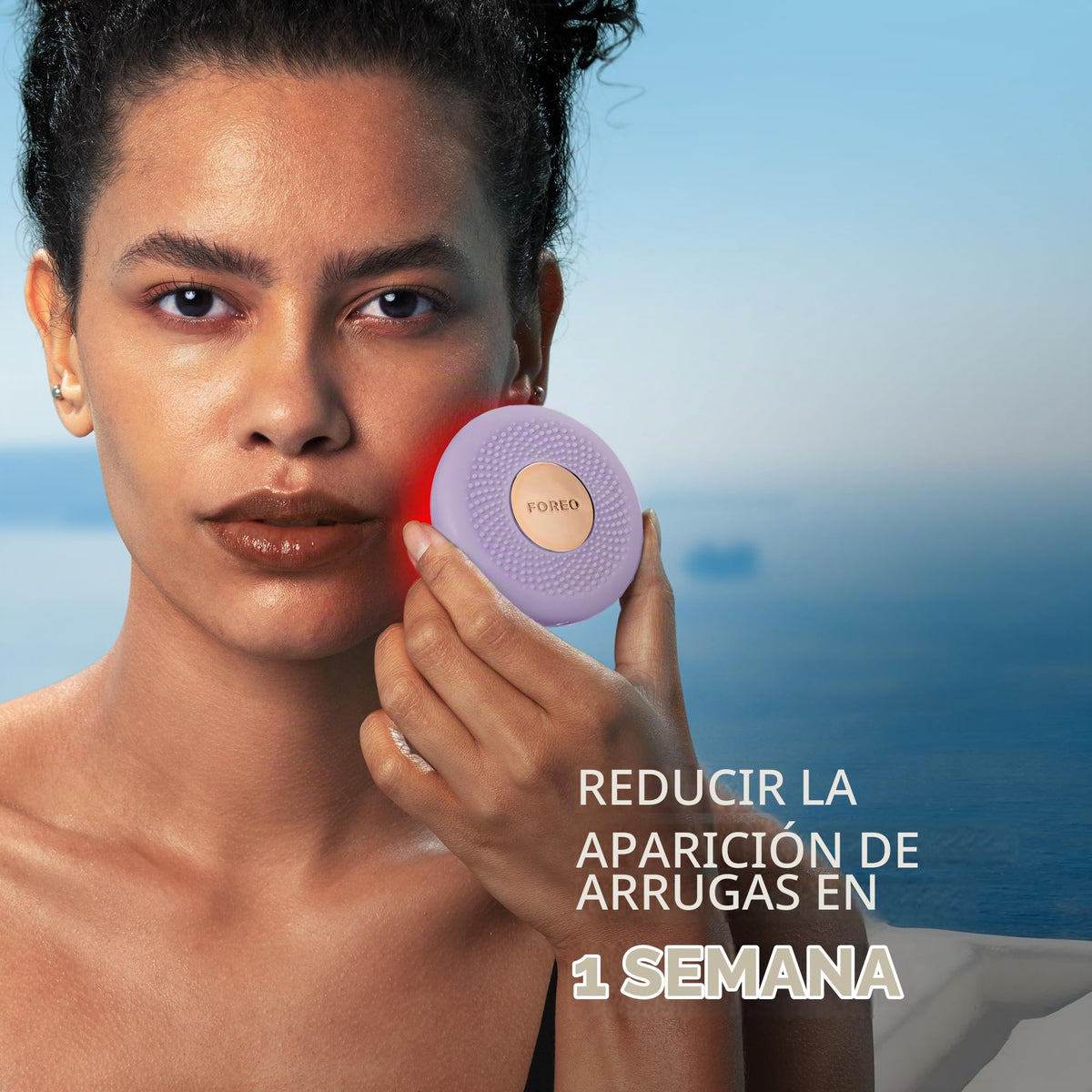 FOREO UFO 3 go, mascarilla facial de viaje - Hidratante facial - Cuidado de la piel antiedad - Luz LED de espectro completo y luz roja - Masajeador facial T-Sonic - Con app - Lavander