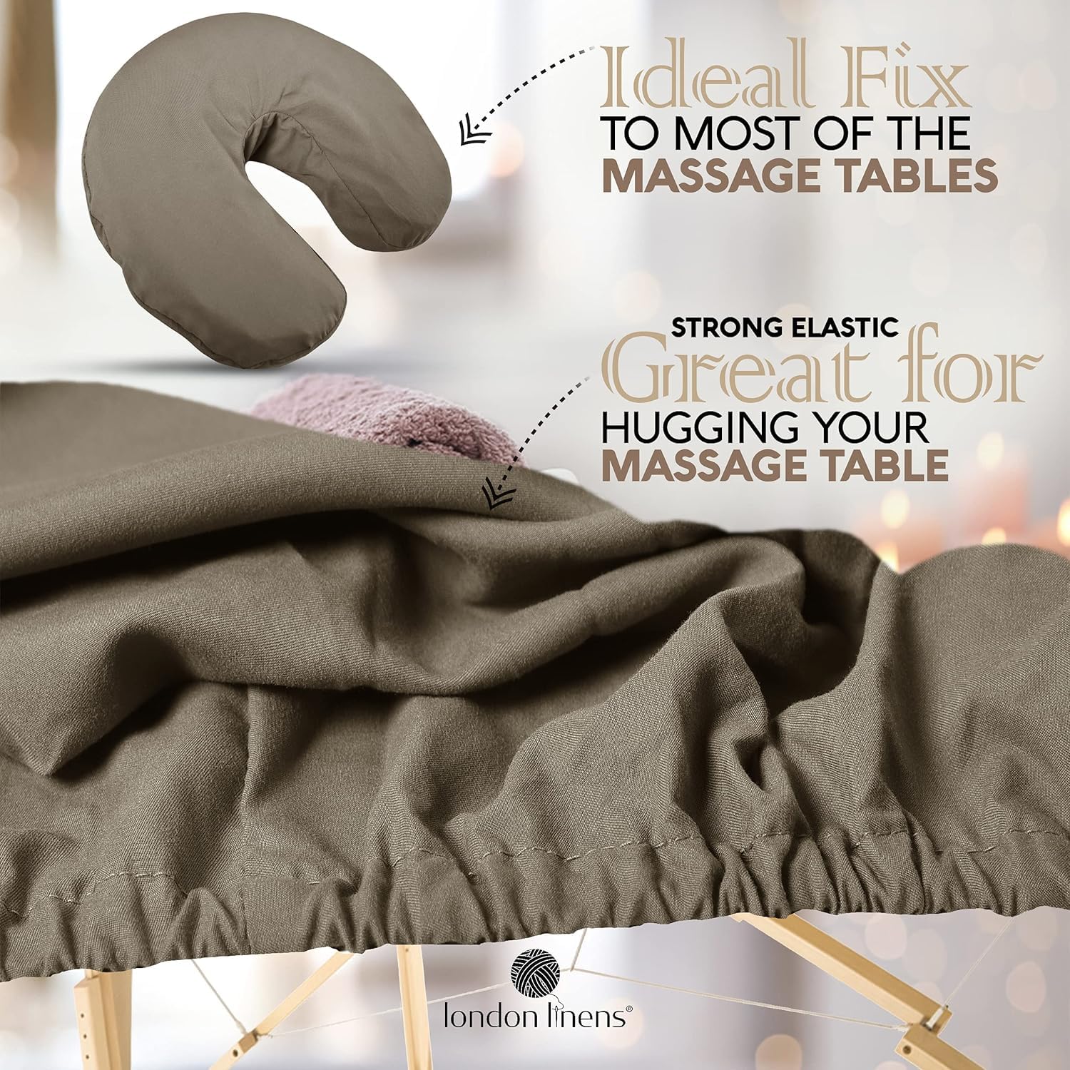 LONDON LINENS - Juego de 2 sábanas de microfibra suave para mesa de masaje, juego de 3 piezas, incluye funda de mesa de masaje, sábana bajera de masaje y funda de reposamanos de masaje (nogal)