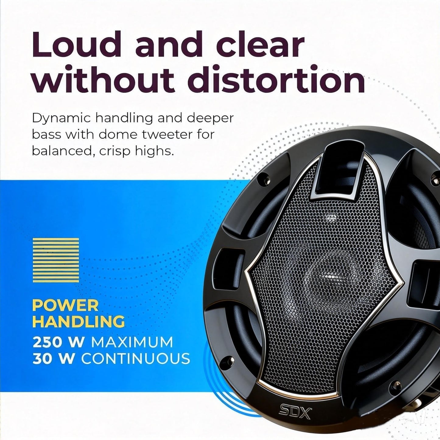 SONDPEX SDX Audio - Altavoces de coche de 6.5 pulgadas (par) - Juego de altavoces de coche de alta calidad mejorado, coaxial, estéreo