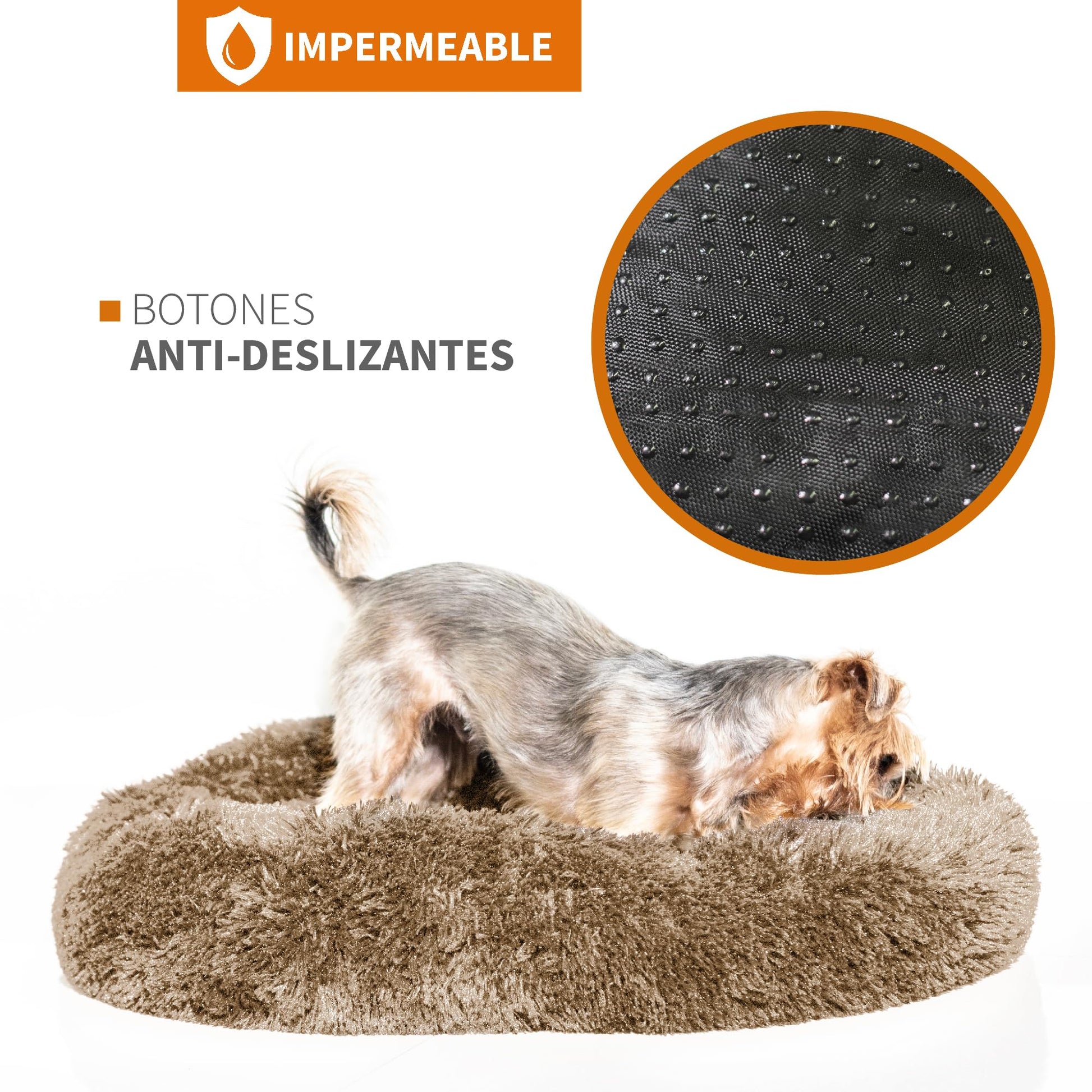 Cama Antiestrés para Mascotas Pet To Bed Light Brown Esponjosa y Afelpada Tamaño Small