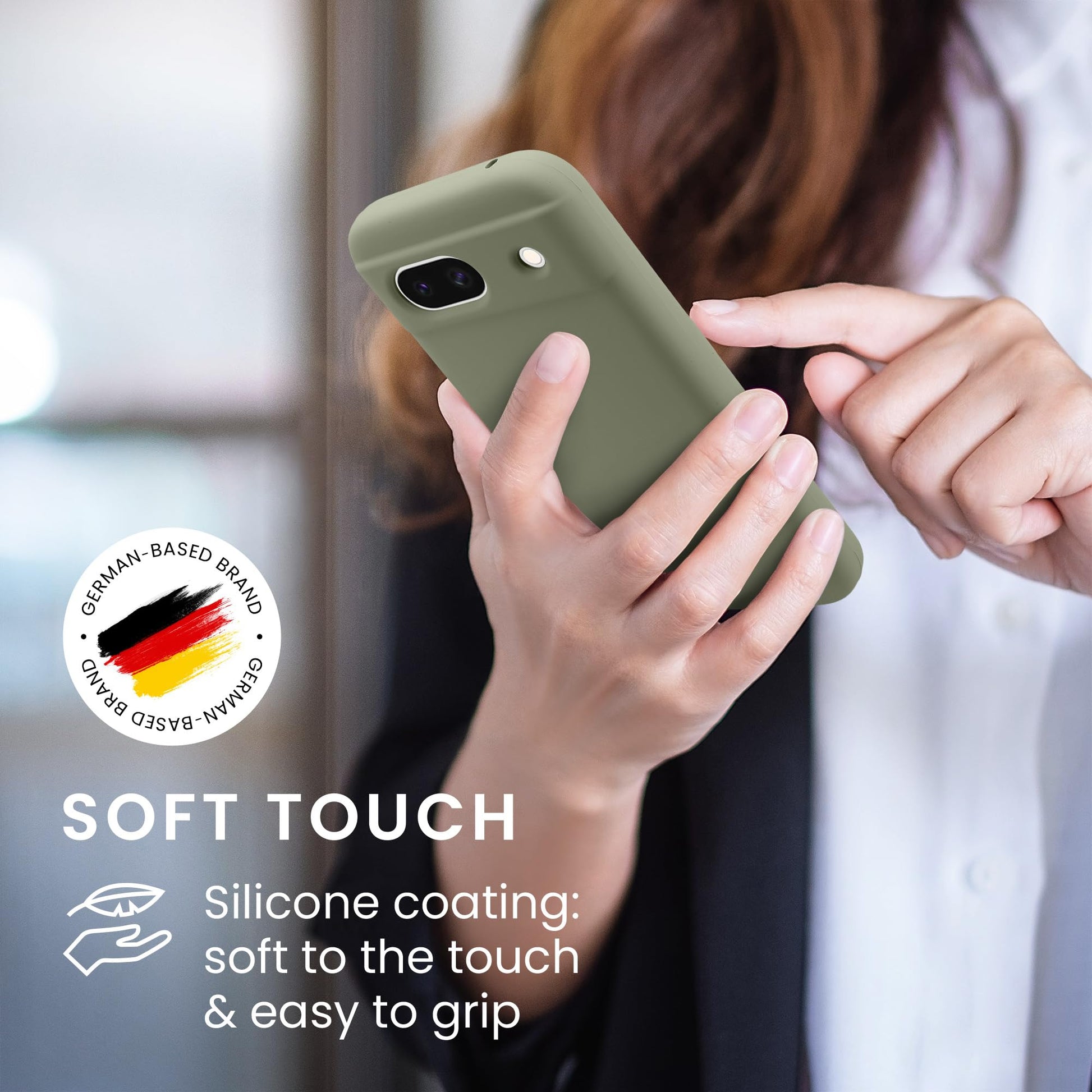 kwmobile Carcasa Compatible con Google Pixel 8a Funda - Case TPU y Silicona antigolpes - Apto Carga inalámbrica - Gris Verdoso
