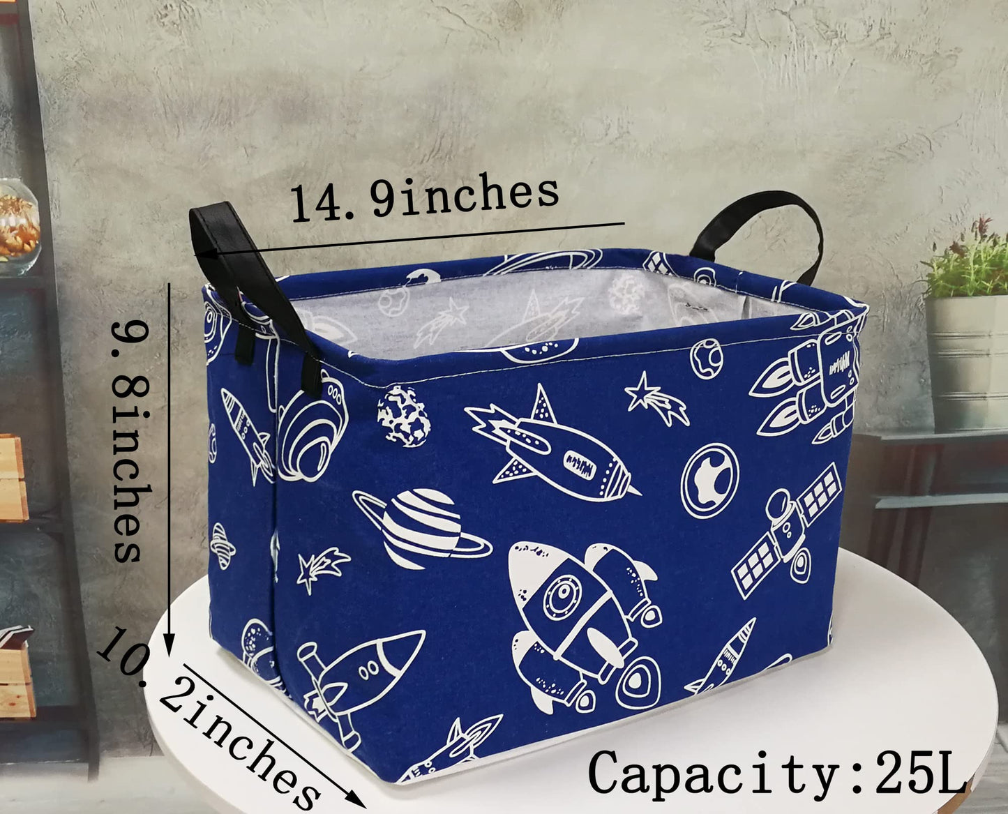 DUYIY - Cesta de almacenamiento para el hogar, cesta organizadora para niños, cesta de ropa, cesta de lavandería, cesta de regalo con asas para el hogar (nave espacial)