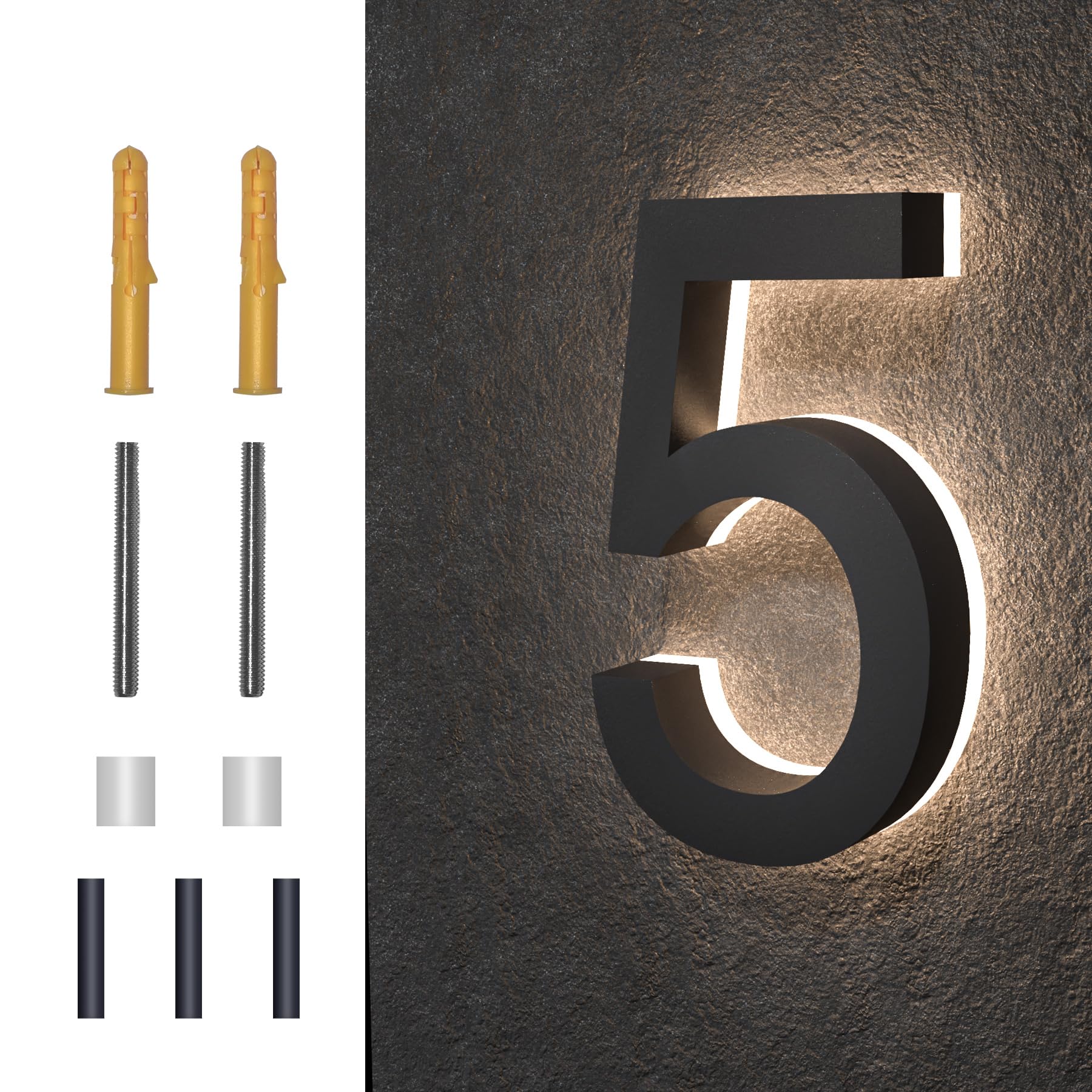 Números de Casa LED MIDIT Acero Inoxidable Iluminados Impermeables 7 Pulgadas Acrílico Transparente