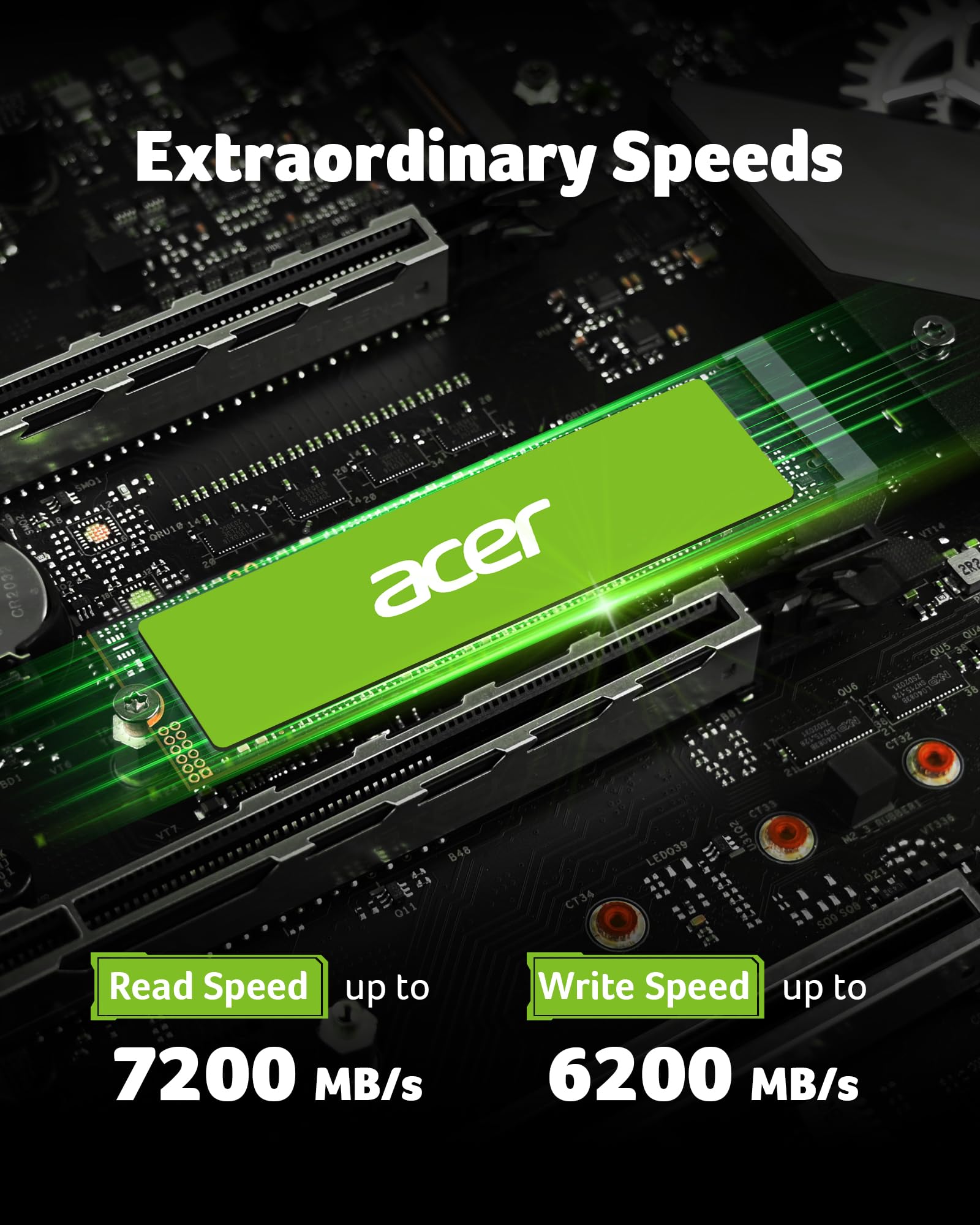 Unidad Interna de Estado Sólido Acer 1TB Gen4 NVMe M.2 hasta 7200 MBps