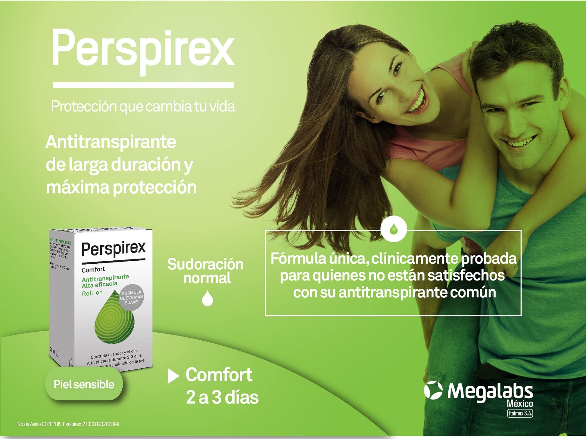 Perspirex Roll-On desodorante | antitranspirante clínicamente probado | control de sudoracion | 120 HORAS o 5 DIAS de proteccion | aplicar 2 veces por semana | caja roll-on 20ml… (comfort)
