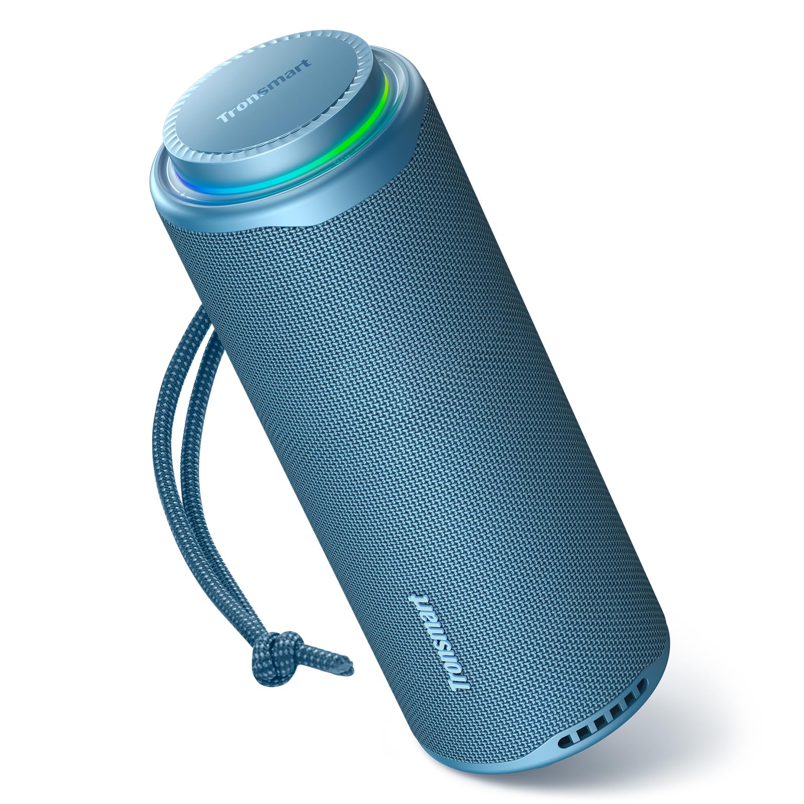 Tronsmart T8 Bocina Bluetooth Portátil para Exteriores, Sonido más Potente y nítido de 40W, Sonido de 360°, Audio de 2.1 Canales, IPX7, Personalizados Audio y Luces, cordón portátil (Azul)