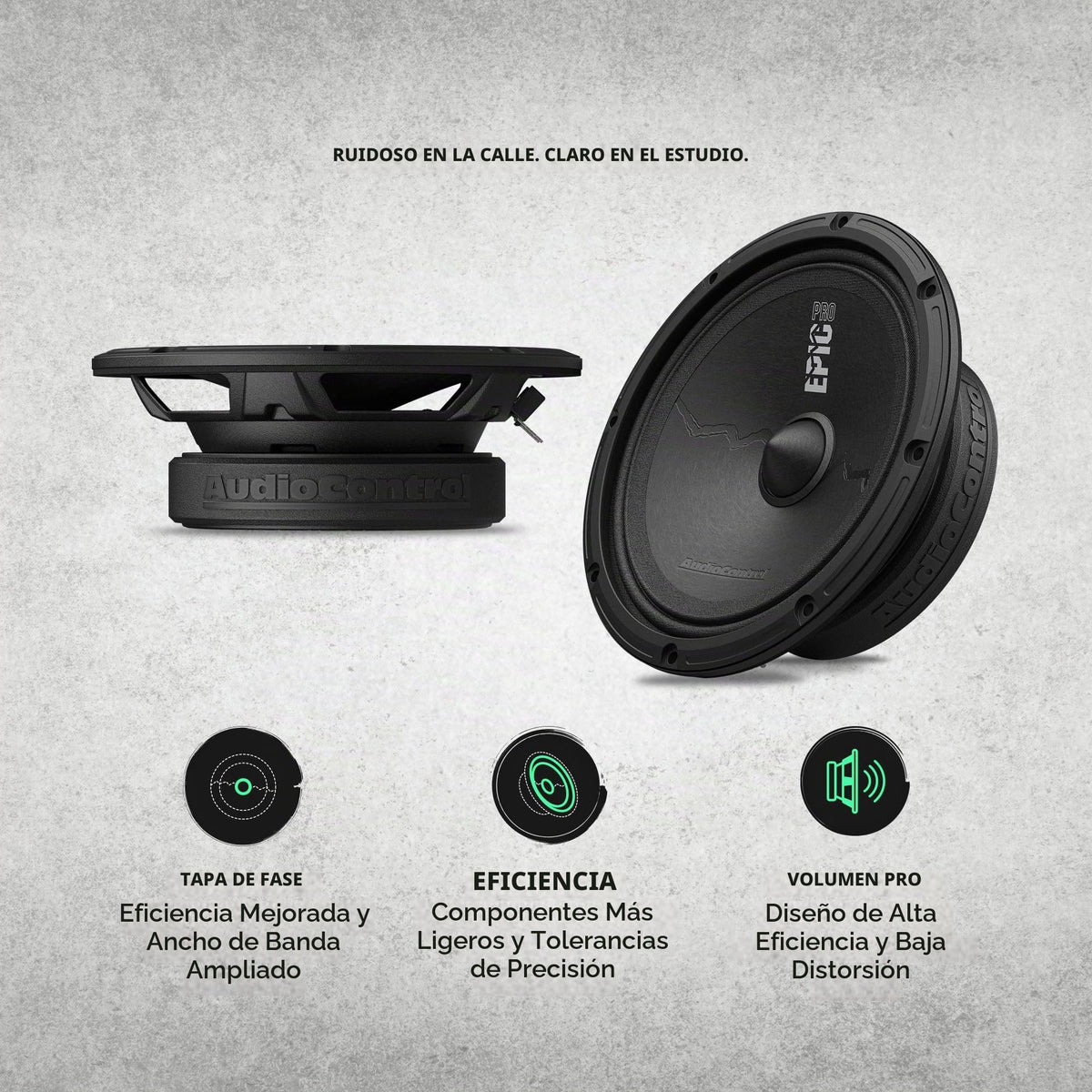 Altavoces Delgados AudioControl EPICPRO6S Negro de 6.5 Pulgadas con 200 W RMS y Montaje Superficial