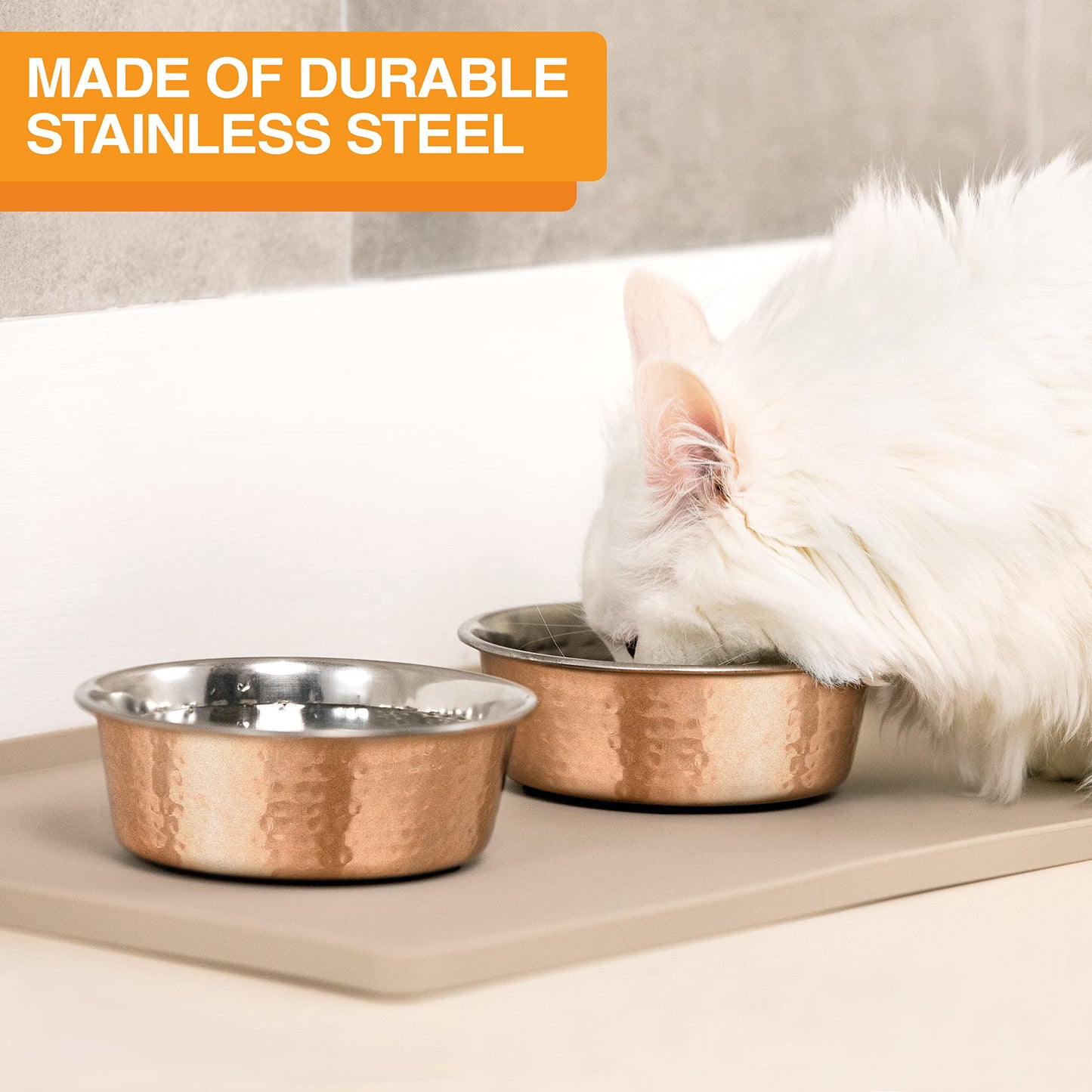 Platos para Mascotas Neater Pet Brands Cobre Martillado Estilo Deluxe de Lujo (Mediano)