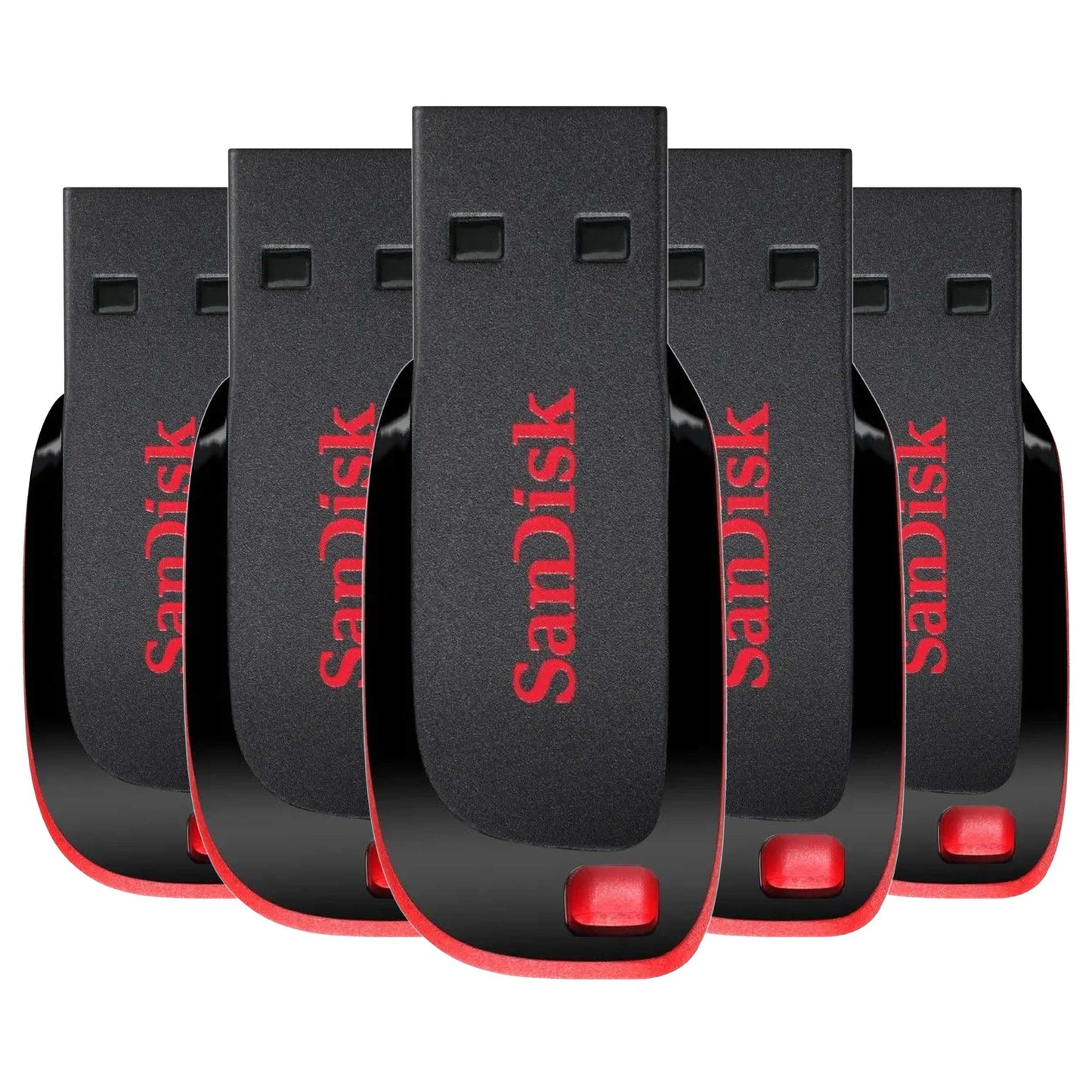Kit de 5 Memorias USB SanDisk Cruzer Blade CZ50 Negro Rojo USB-A 16GB 2.0 PSA Computo Y Papeleria