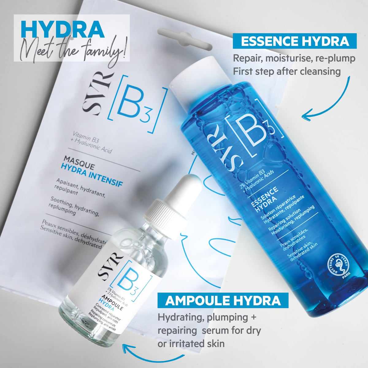 SVR [B3] Mascarilla Facial de Biocelulosa con Vitamina B3 y Ácido Hialurónico | Hidratación Intensa, Efecto Rellenador y Anti-Edad | Piel Sensible | 1 Pieza 12 ml