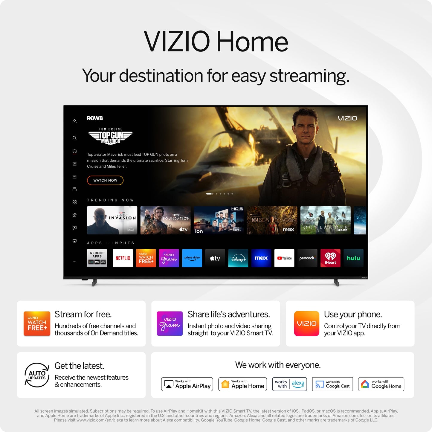 Smart TV VIZIO Serie D 32 Pulgadas HD 720p con Apple AirPlay y Chromecast Integrados compatibilidad con Alexa Modelo 2022