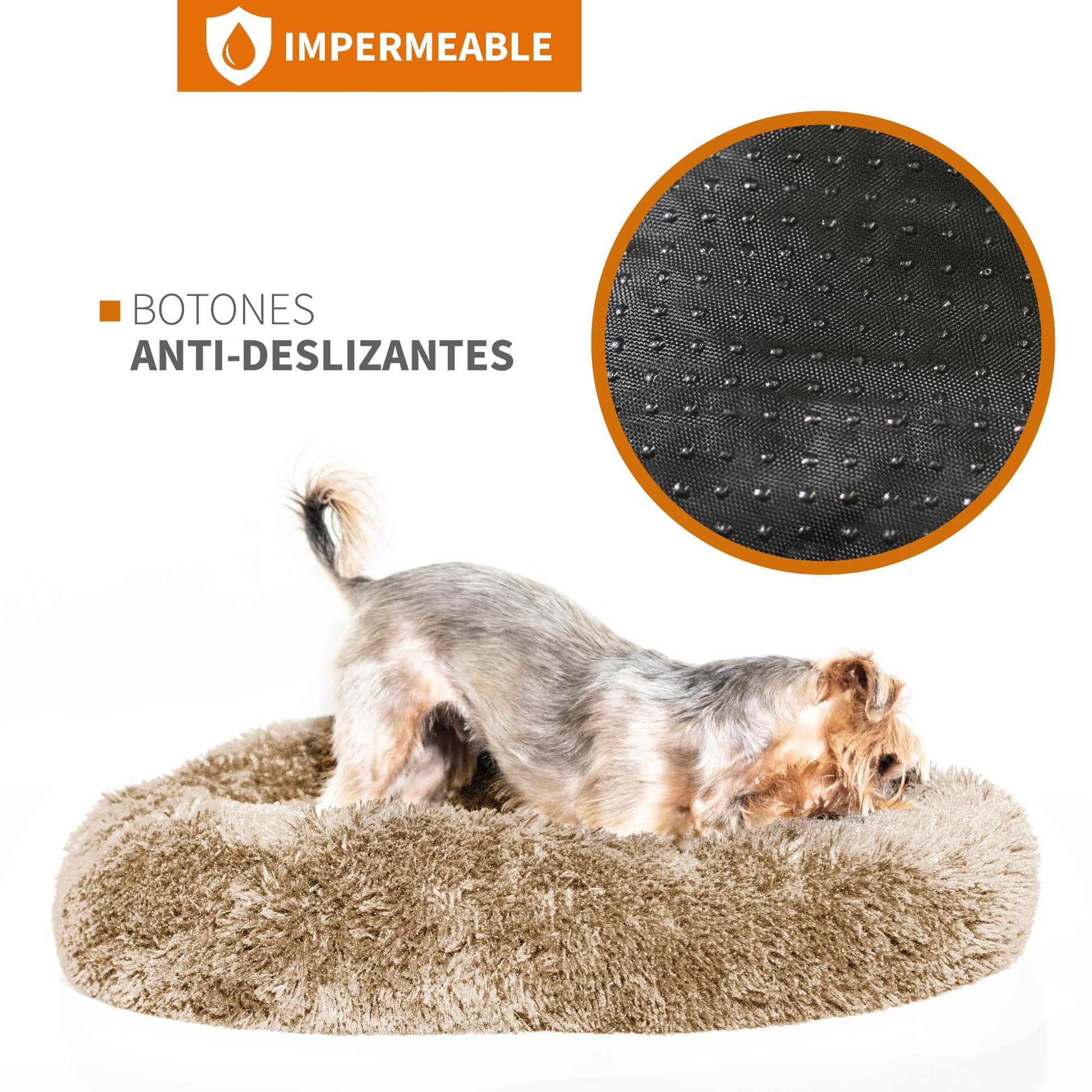 Cama para Perros PET TO BED Beige Antiestrés Redonda y Esponjosa Mediana