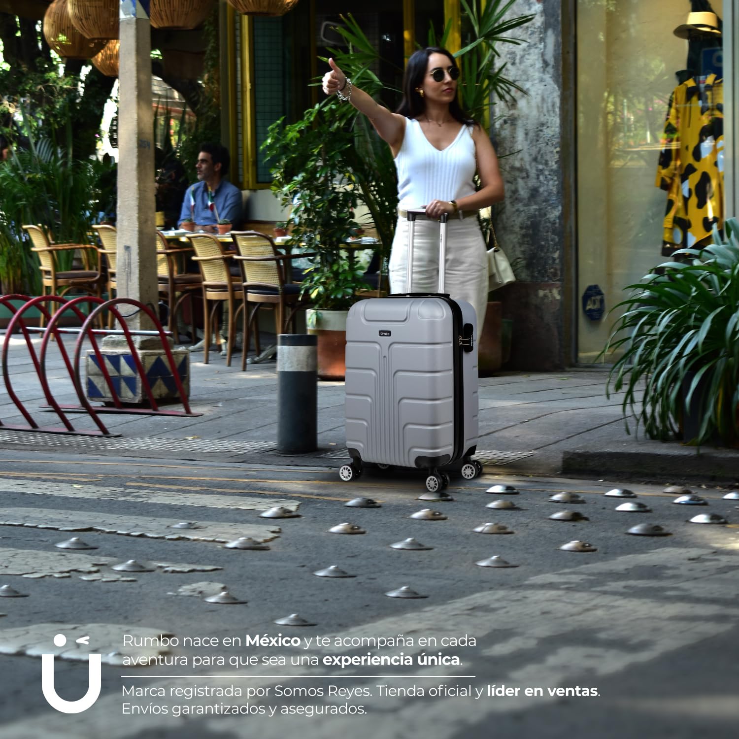 Maleta de Viaje Rumbo Gris Plata Resistente con 4 Ruedas y Candado de Seguridad