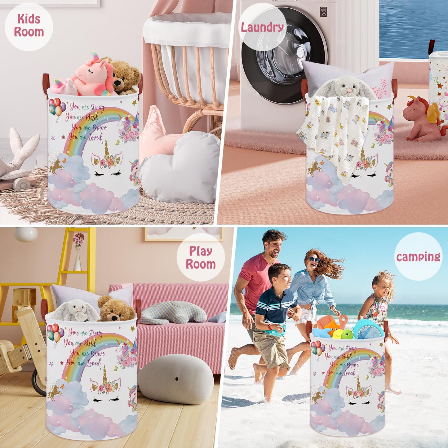 Cesta redonda para lavandería (unicornio nube)