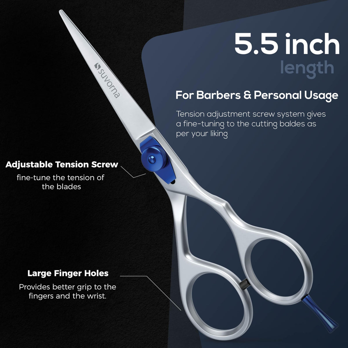 Tijeras de peluquero Suvorna de 5,5 pulgadas | tijeras de pelo profesionales | tijeras de corte de pelo para adultos | Tijeras para el cabello Mujeres y Hombres | Tijeras Para Cabello Profesional.