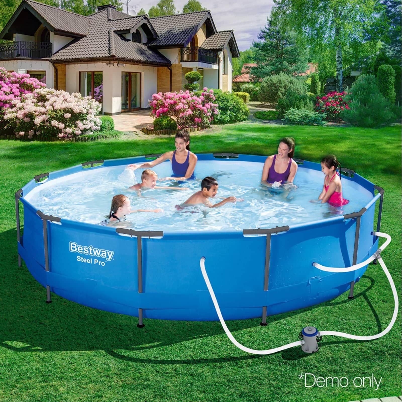 Bestway Alberca Redonda Steel Pro MAX c/Estructura Azul 3.66x76cm(12x30pulg), Capacidad 6,473Lts, Contiene: Bomba y Filtro
