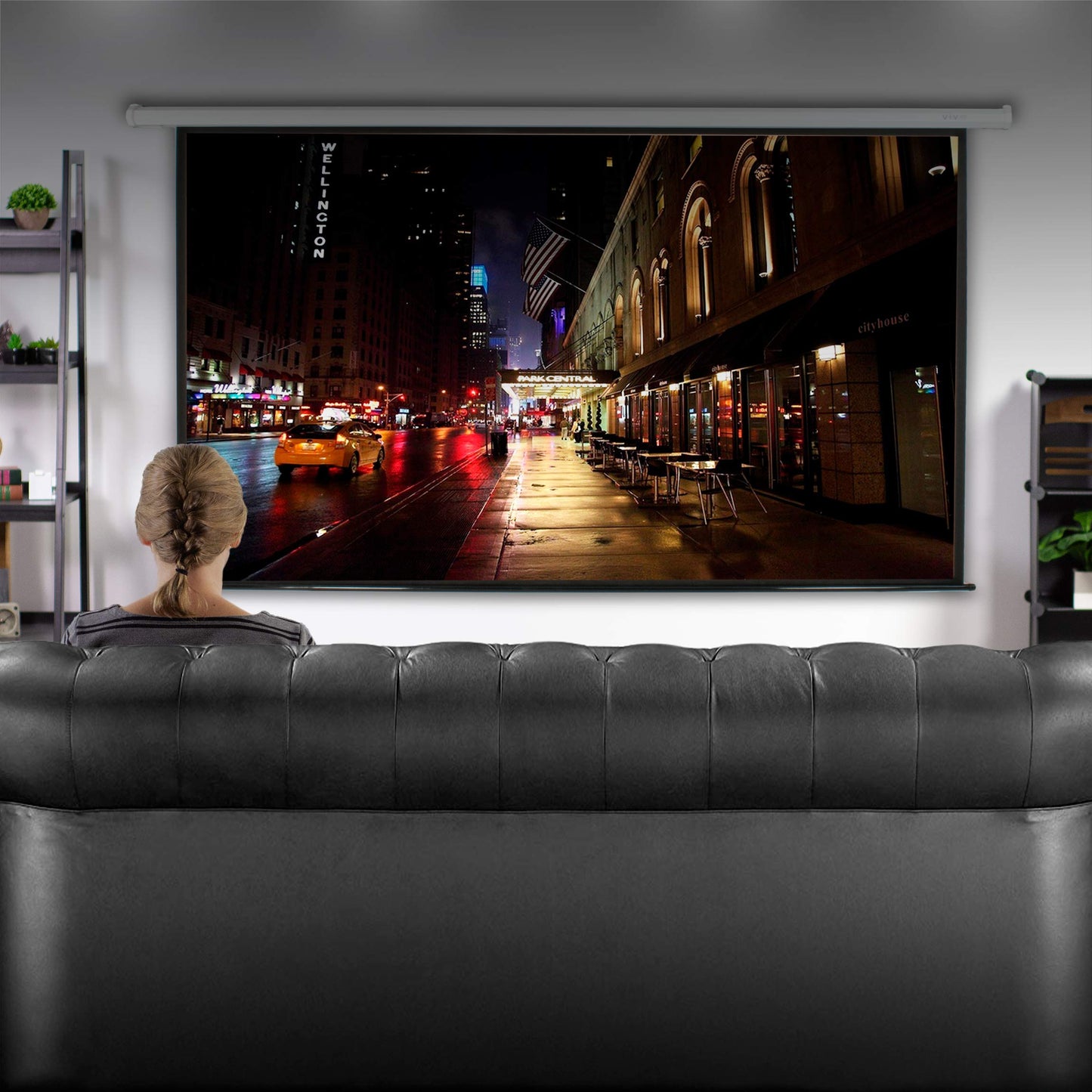 VIVO el 70 pulgadas pantalla para proyector, 80 pulgadas Diagonal de 23 A 41: HD para bajada Manual mate blanco cine en casa VIVO (ps-m-080)