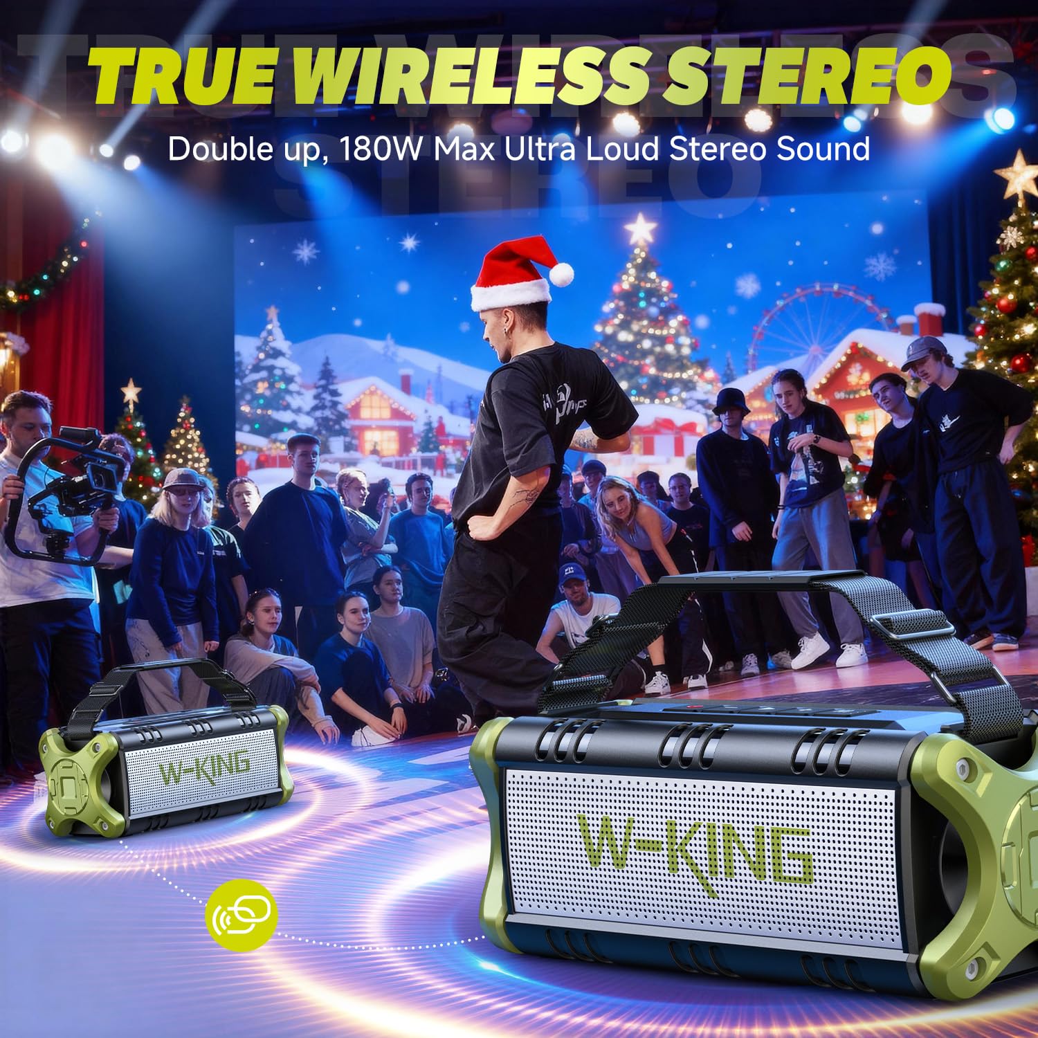 W-KING Altavoz Bluetooth de 90W, Altavoces inalámbricos portátiles Impermeables con 24 Horas de reproducción, Enorme batería, Graves potentes mejorados, subwoofer con NFC para Interiores y Exteriores