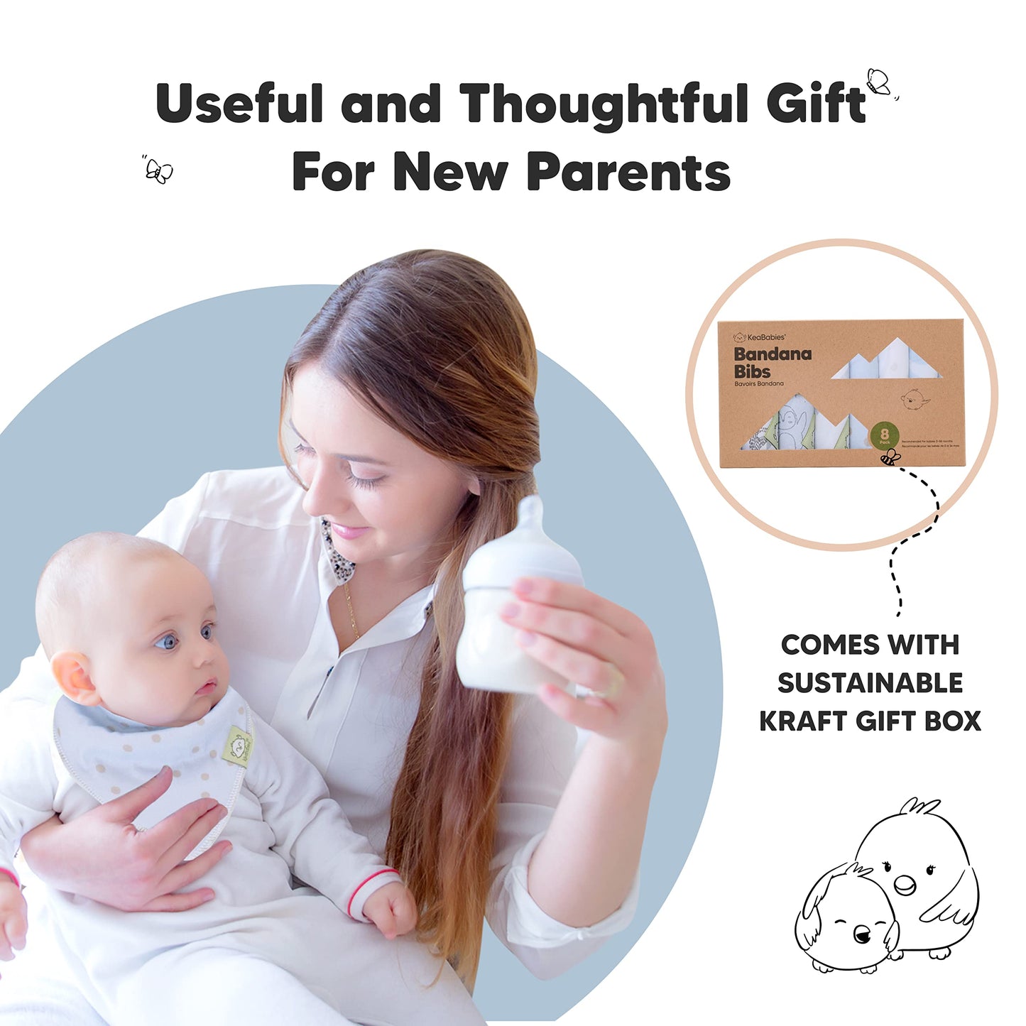 KeaBabies - Paquete de 8 baberos orgánicos para bebé, unisex, constelación