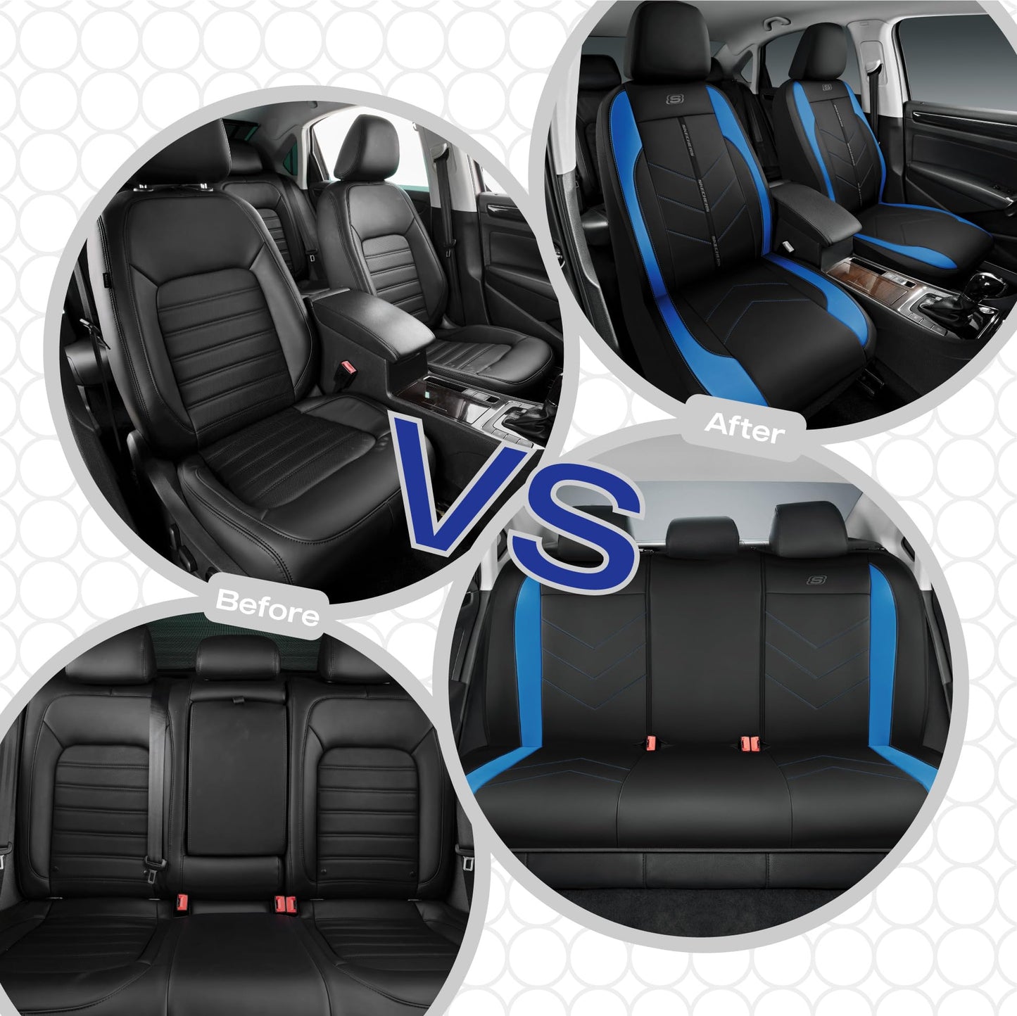 Skechers Fundas de asiento de coche, lujosas fundas de asiento de cuero sintético, protector de asiento de coche impermeable antideslizante para asientos delanteros, accesorios de coche compatibles