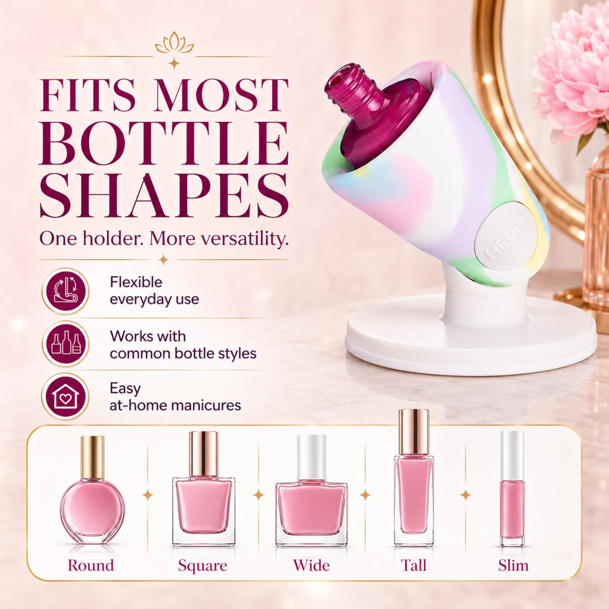 tweexy - Soporte para botella de esmalte de uñas sin inclinar, soporte para esmalte de uñas antiderrames, inclinado, succión de Smartgrip Airlock | pintura de uñas, herramientas de arte de uñas