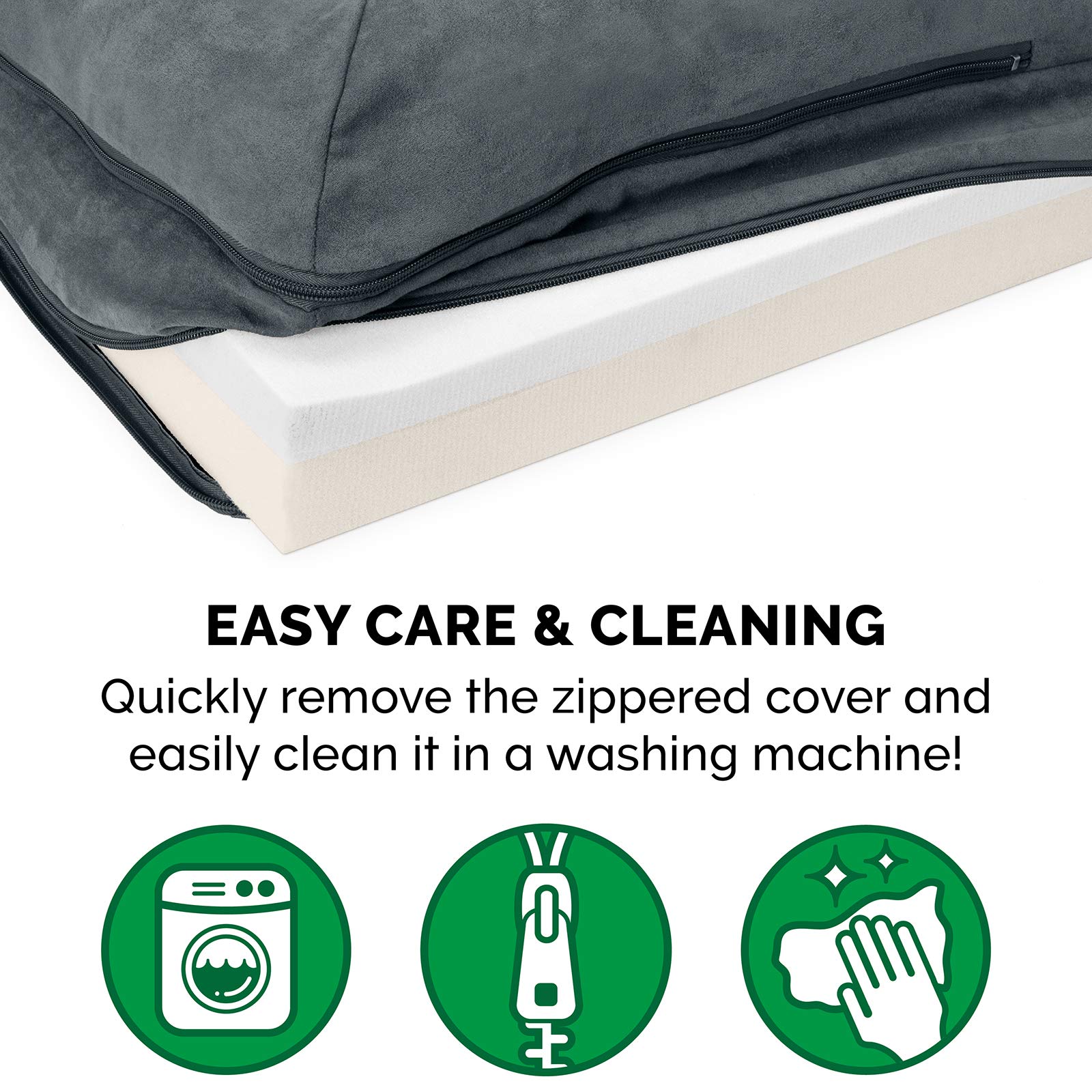Furhaven - Cama Para Perros De Espuma Viscoelástica Xl, Diván Bicolor De Piel Sintética Y Gamuza En Forma De L Con Funda Extraíble Y Lavable, Gris Piedra, Gigante