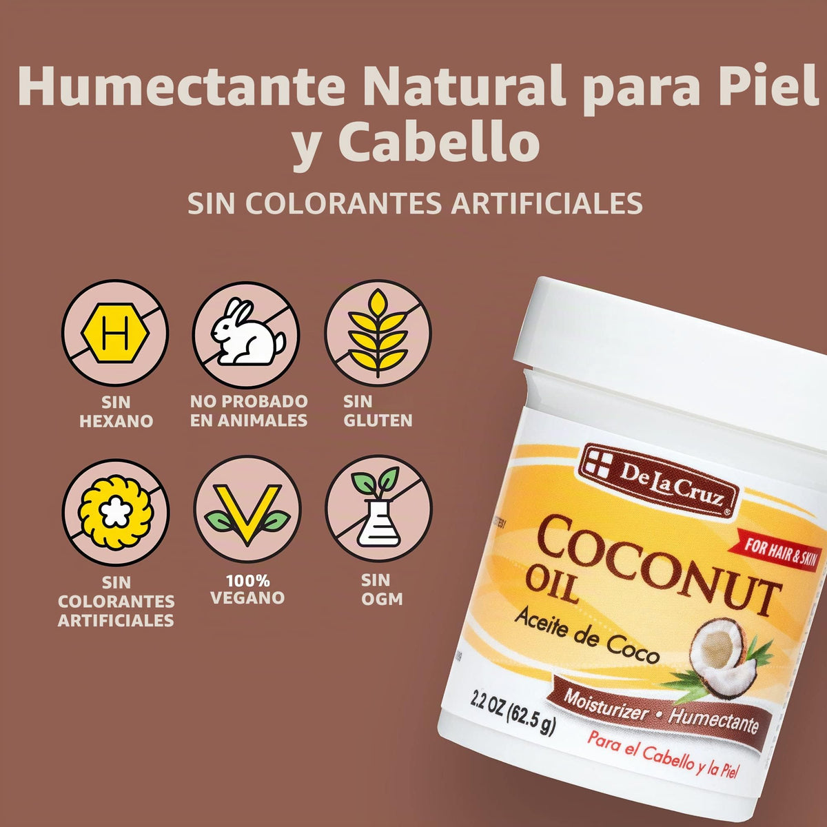 De La Cruz Coconut Oil, No Parabens or Artificial Colors, Packed in USA 2.2 OZ
