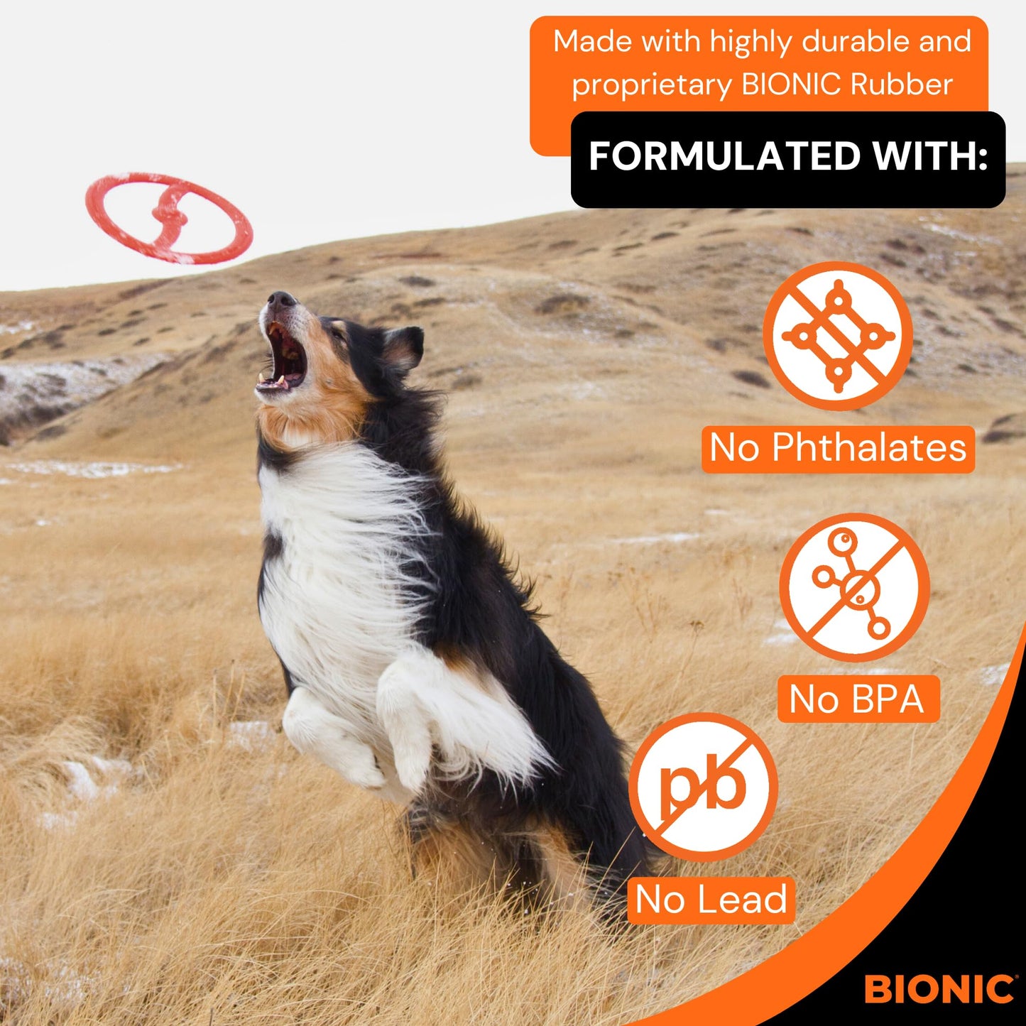 BIONIC Toss-N-Tug - Juguete para Perros de Alta Visibilidad, diseño Ligero para masticadores Ligeros