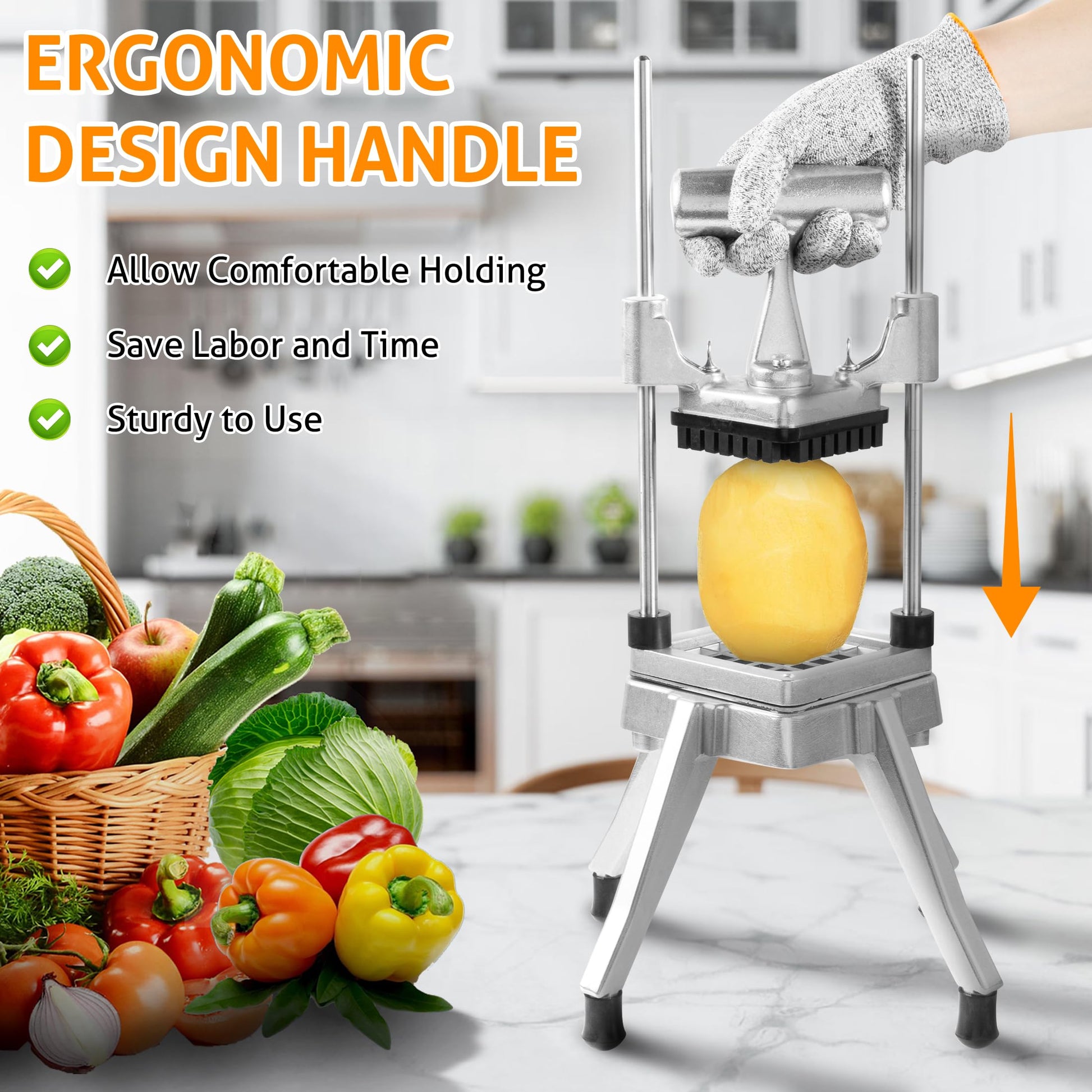 Picador Comercial de Verduras y Frutas WICHEMI Acero Inoxidable 1/4 Pulgadas