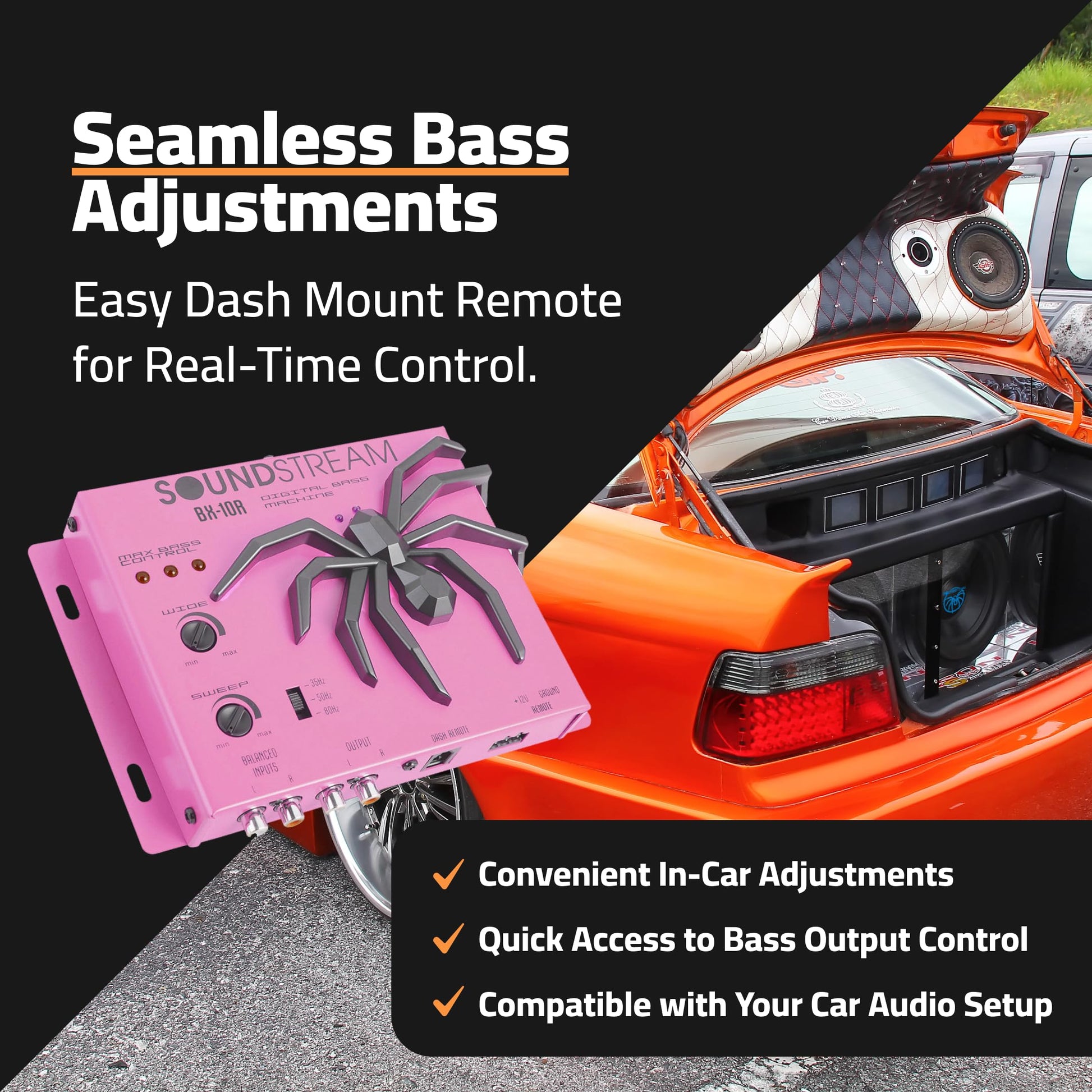 Procesador de Restauración de Graves Soundstream BX-10X Negro con Ecualizador Paramétrico y Control Remoto para Audio de Coche