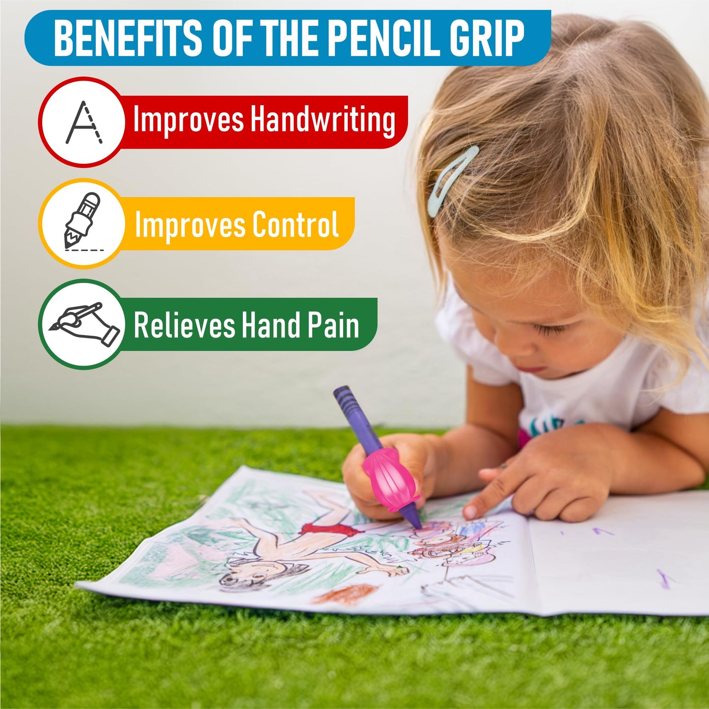 Ayuda de Escritura Ergonómica The Pencil Grip metálicos para Derecho y Zurdo 6 Unidades