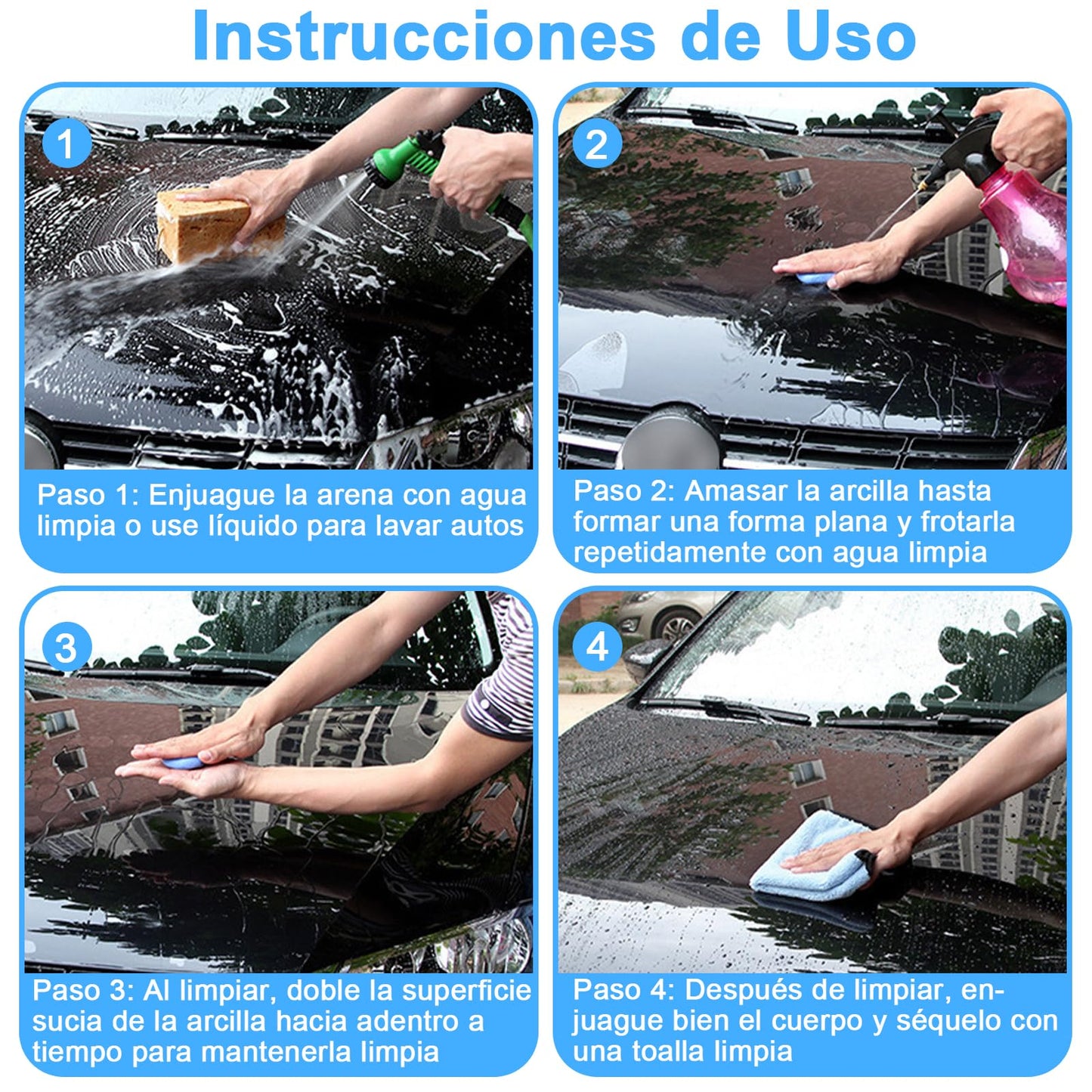 Juego de Descontaminante para Auto, Resistente al Desgaste, con Fuerte Capacidad de Adsorción para Limpieza de Automóviles y Vidrios