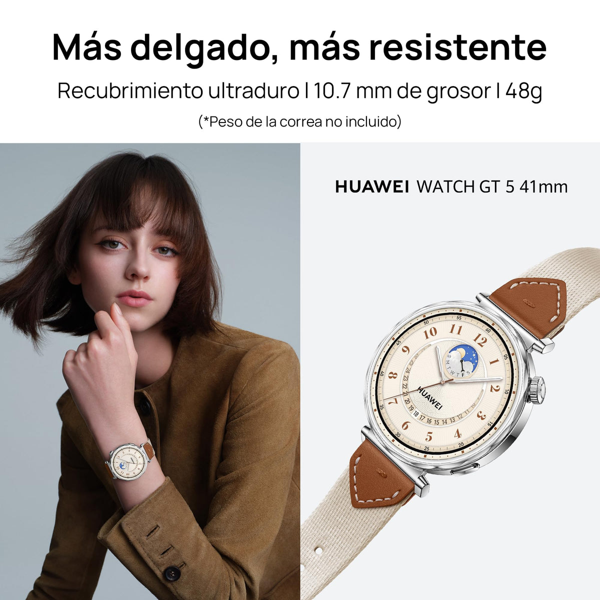 Smartwatch HUAWEI Watch GT 5 Café Diseño Afilado con GPS y 7 Días de Batería