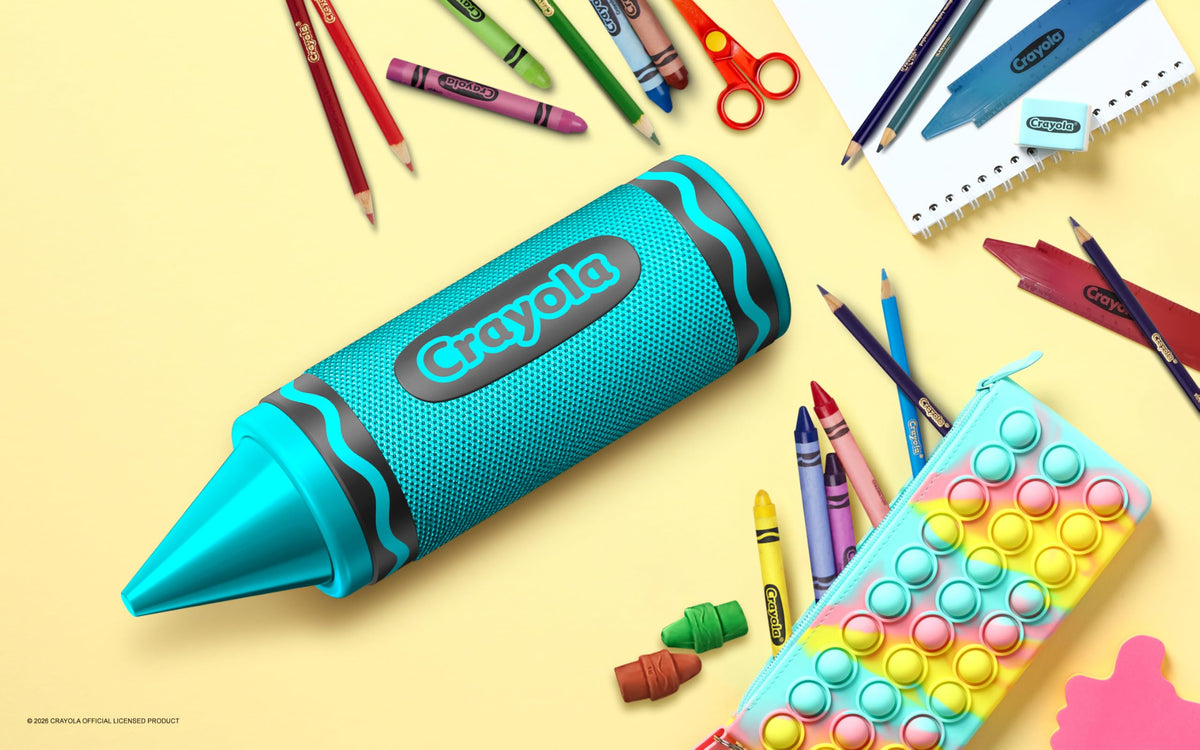 Altavoces Bluetooth Inalámbricos Crayola en Forma de Crayón para Niños con Sonido HD y Emparejamiento TWS BT 5.3
