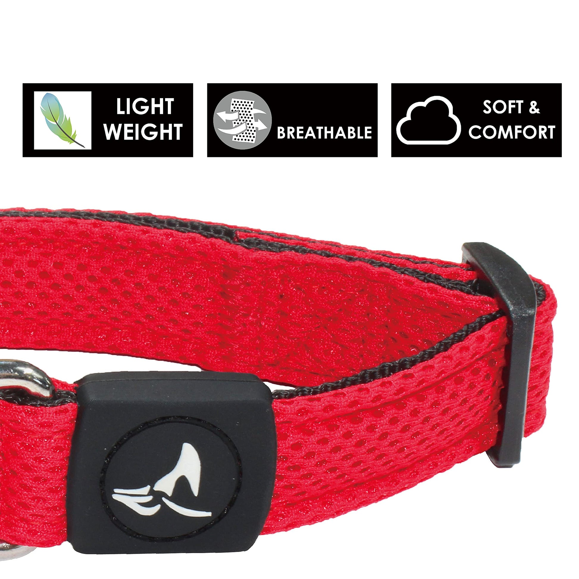 KRUZ PET KZA102-18S Collar de Malla para Perros pequeños, medianos y Grandes, Cuello de Cuello Ajustable, Suave, Ligero, Transpirable, Ajuste cómodo, Rosa Frambuesa, S