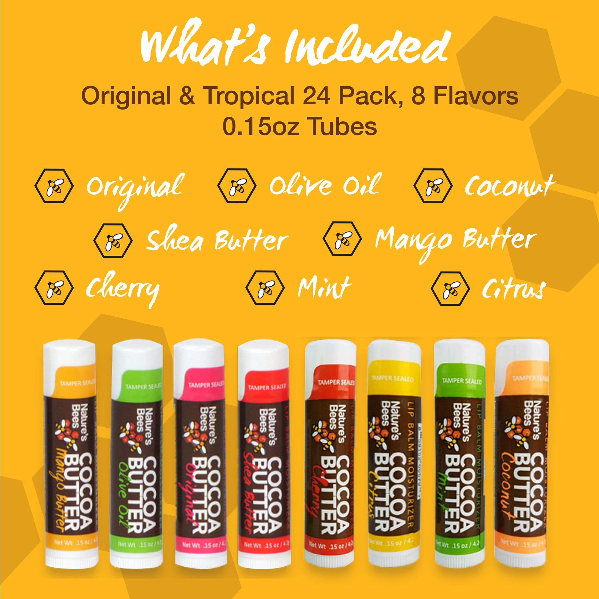 Juego de Bálsamo Labial Nature's Bees Manteca de Cacao Tratamiento Hidratante A Granel