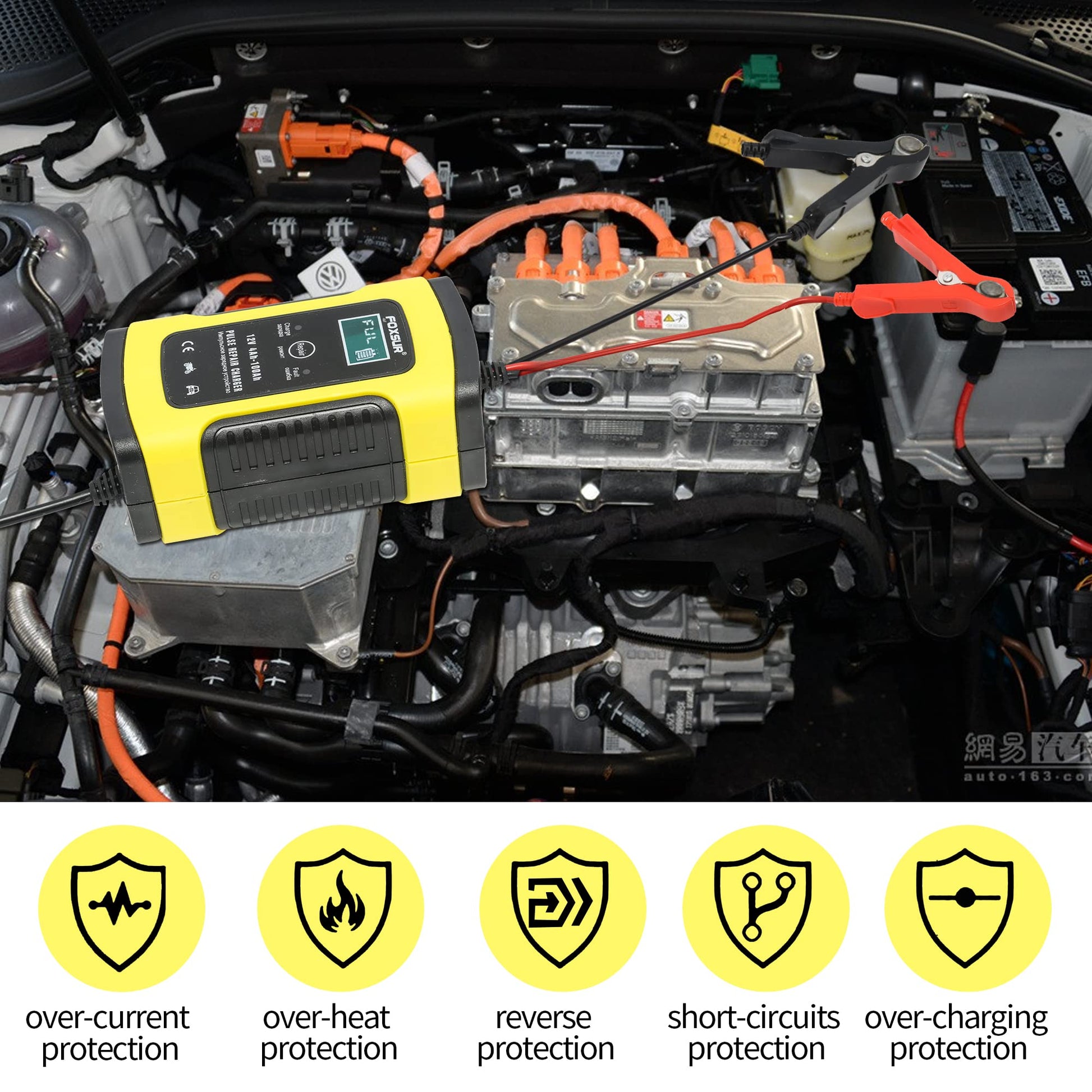 IEIK Cargador de batería inteligente de 12 V y 5 amperios para automóvil, motocicleta, RV, SUV, cortacésped, barco, RV, SUV, ATV y más