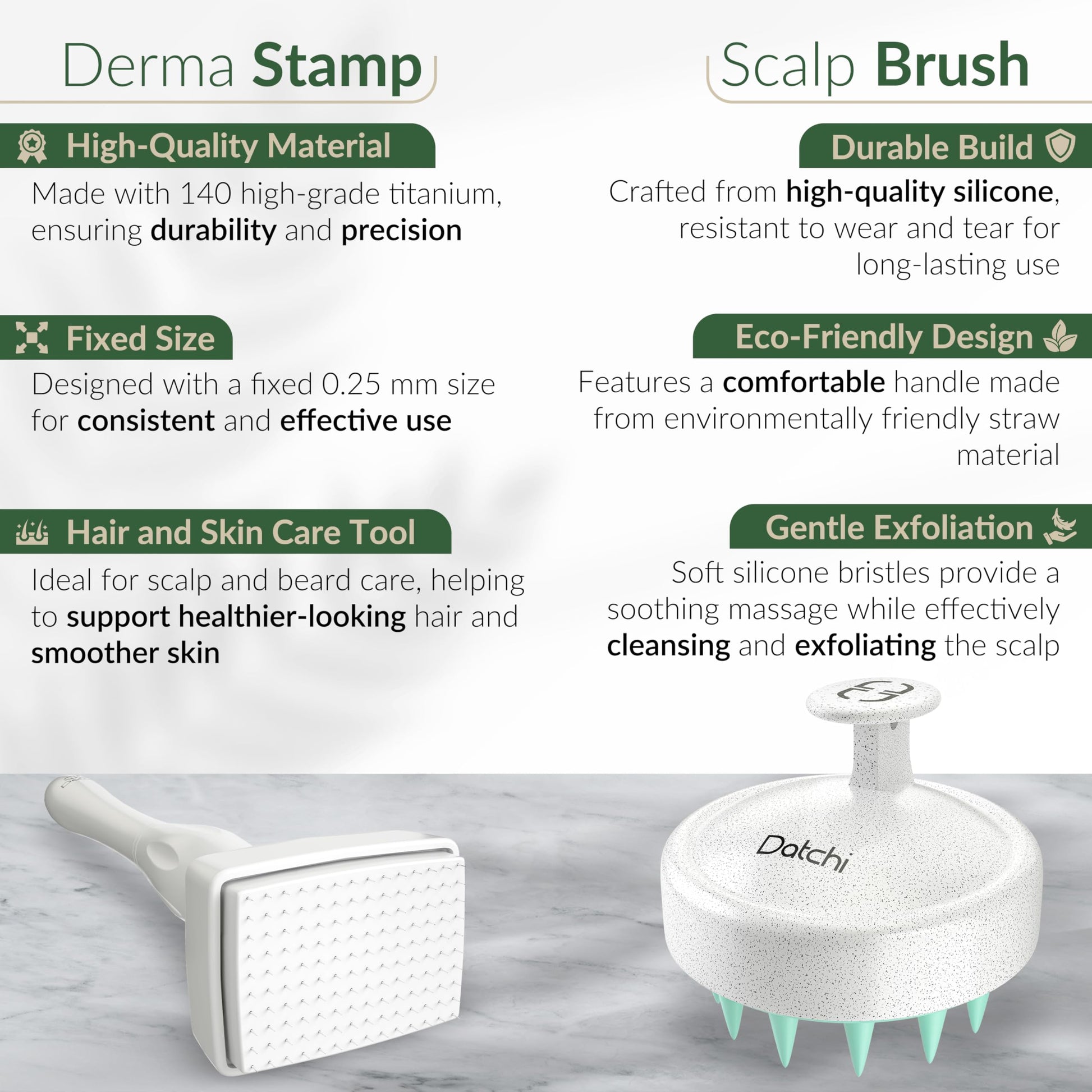 Datchi Derma Stamp & Scalp Massager - Cuidado De La Piel, Herramienta De Microagujas Para El Cuidado De La Barba Y El Cuero Cabelludo, Depurador Del Cuero Cabelludo Con Silicona Suave, Dermastamp - De