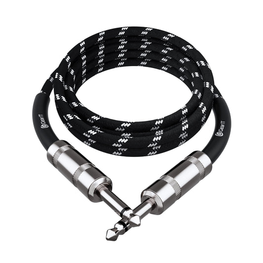 GEARit - Cable de audio para instrumentos (6 pies) de 1/4 pulgadas a 1/4 pulgadas recto macho a macho para cable AMP, bajo y guitarra eléctrica, color negro y blanco