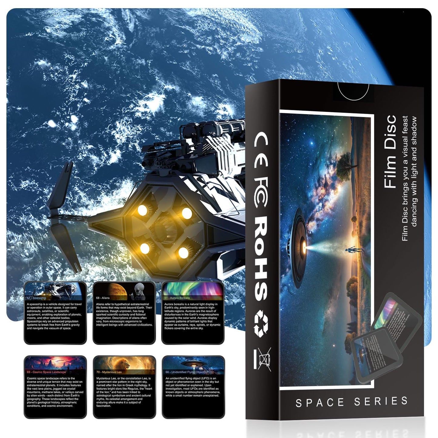 Rusoso Ultra - Disco de proyector para galaxia, 4K reemplazable, 6 discos HD Galaxy y proyector de luz nocturna, lámpara de cielo estrellado (dispositivo no incluido) (diapositiva de proyector HD -1)