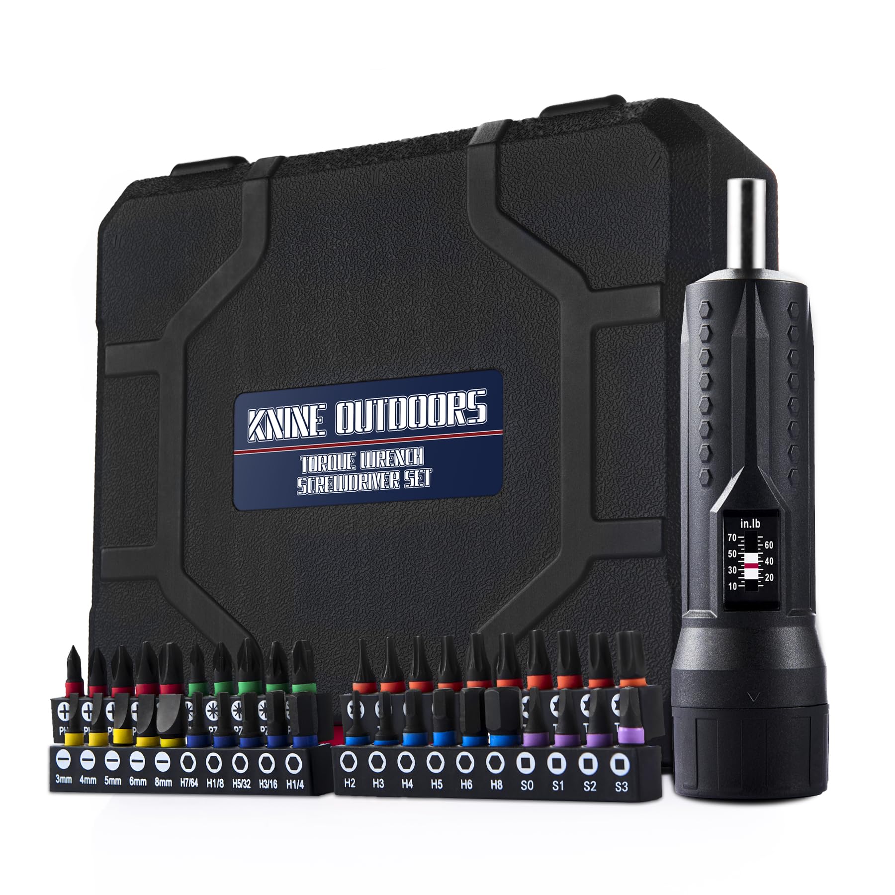 KNINE OUTDOORS Juego de destornilladores de torsión de 10-70 pulgadas libras para mantenimiento con mango de barra en T, 40 puntas hexagonales, enchufe de 1/4 pulgadas, extensión de eje, para